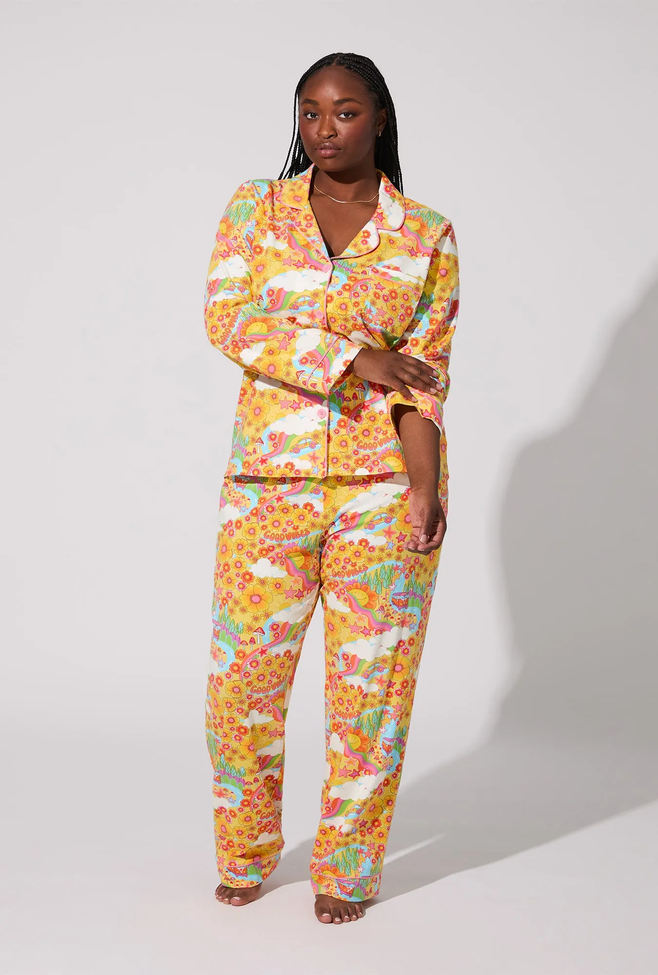 Good Vibes Long Sleeve Classic Stretch Jersey PJ Set sold by BedHead product image thumbnail 5