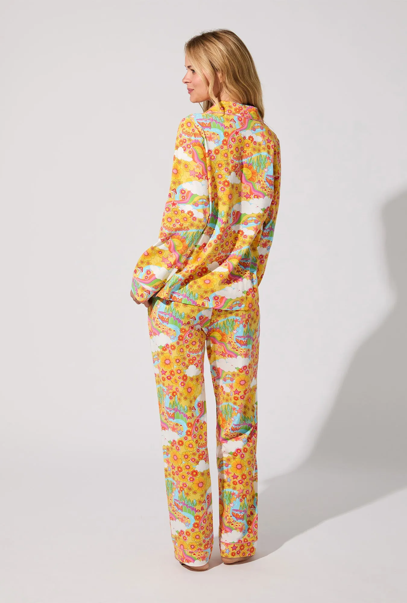 Good Vibes Long Sleeve Classic Stretch Jersey PJ Set sold by BedHead product image thumbnail 4