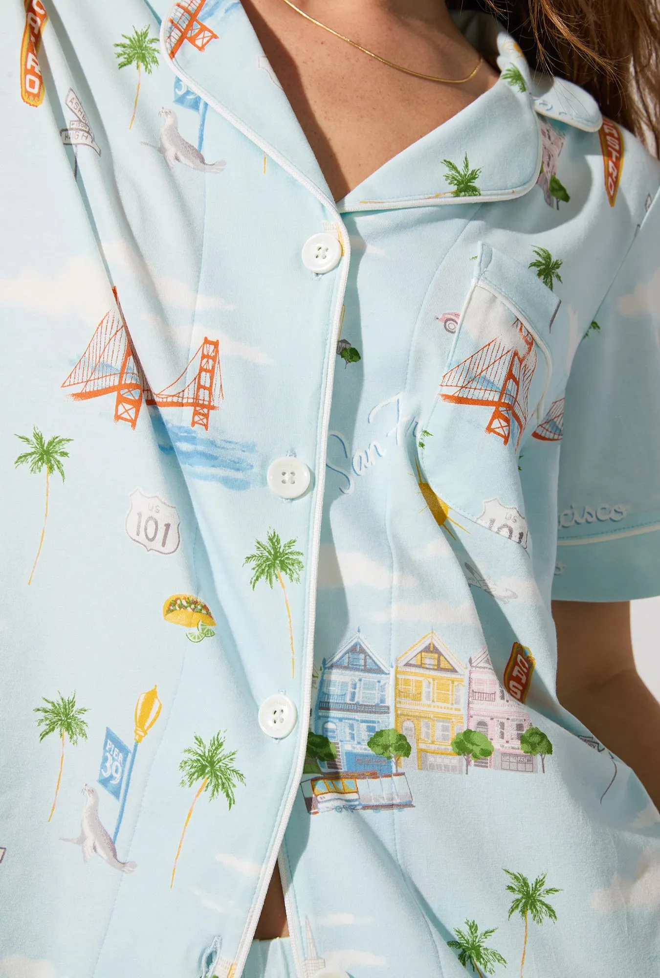 City By The Bay Short Sleeve Classic Shorty Stretch Jersey PJ Set sold by BedHead product image thumbnail 2