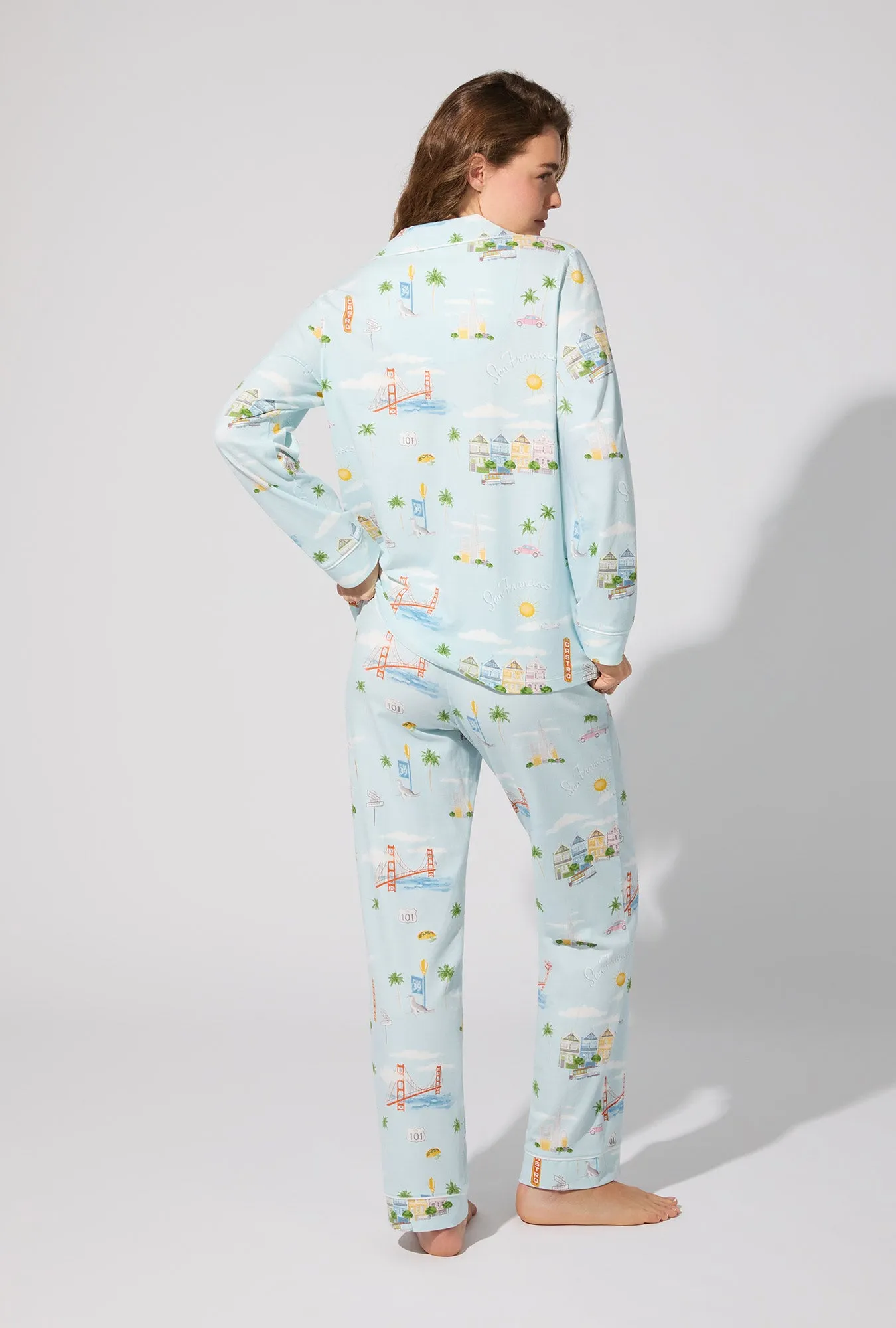 City By The Bay Long Sleeve Classic Stretch Jersey PJ Set sold by BedHead product image thumbnail 4