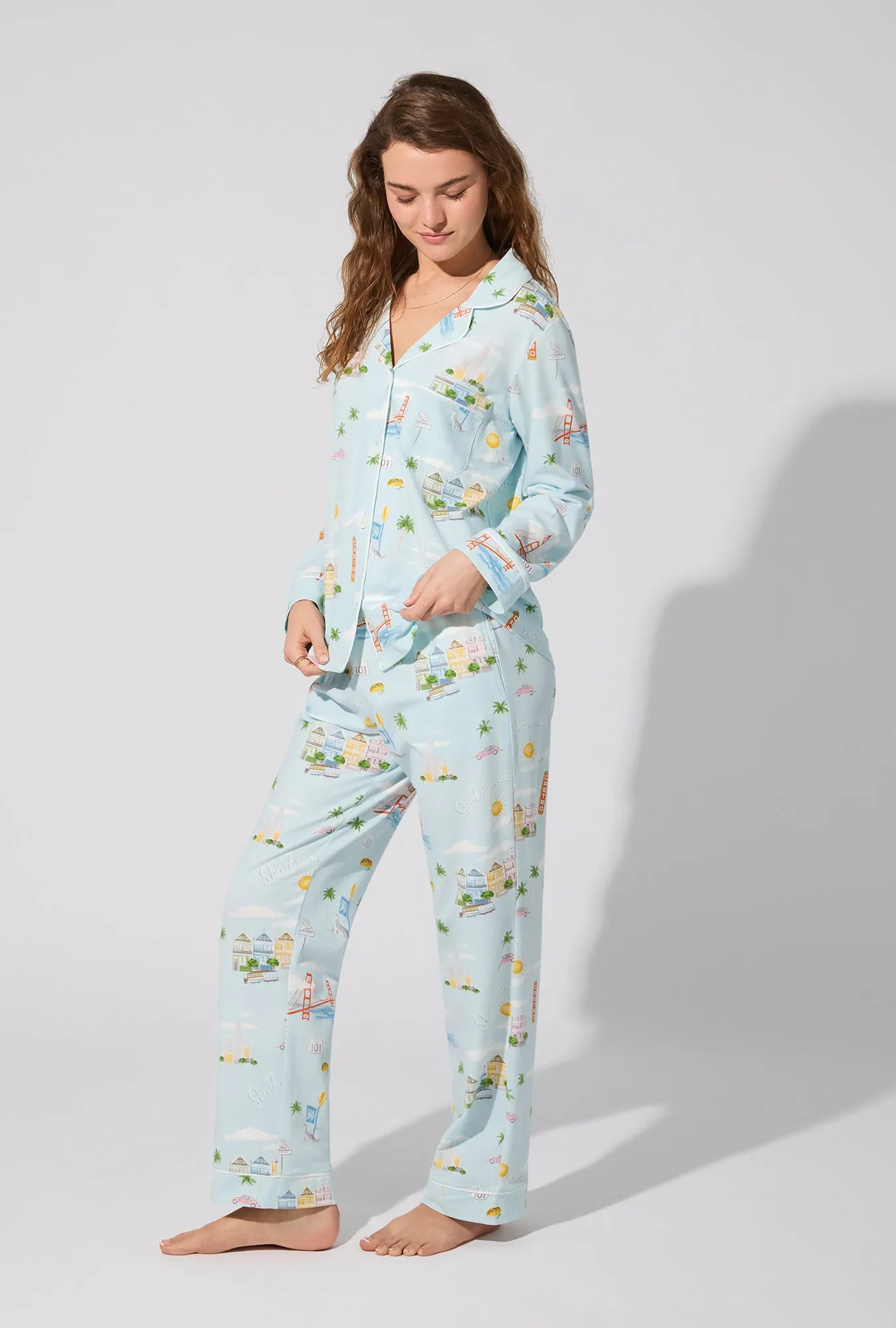 City By The Bay Long Sleeve Classic Stretch Jersey PJ Set sold by BedHead product image thumbnail 3