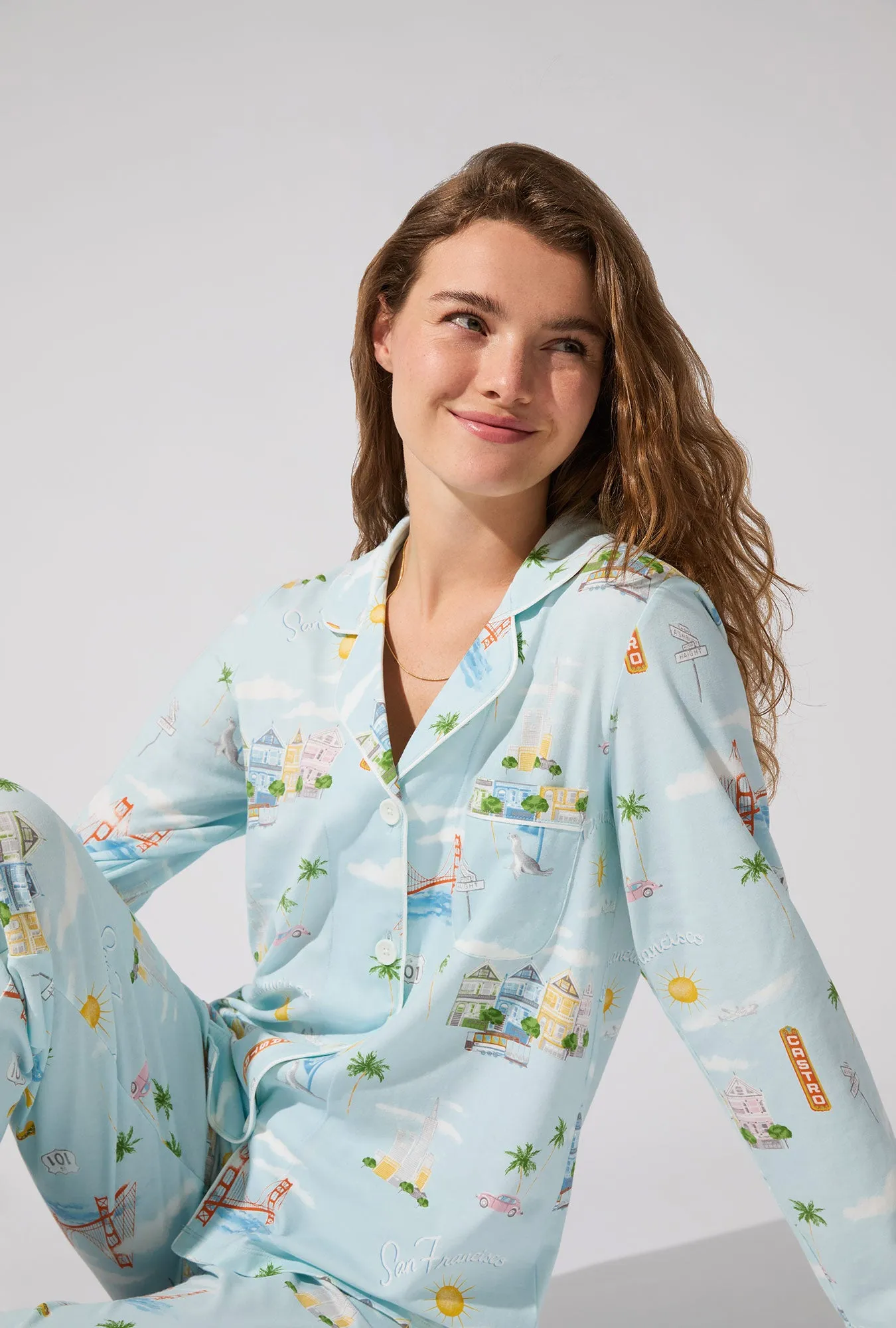 City By The Bay Long Sleeve Classic Stretch Jersey PJ Set sold by BedHead product image thumbnail 2