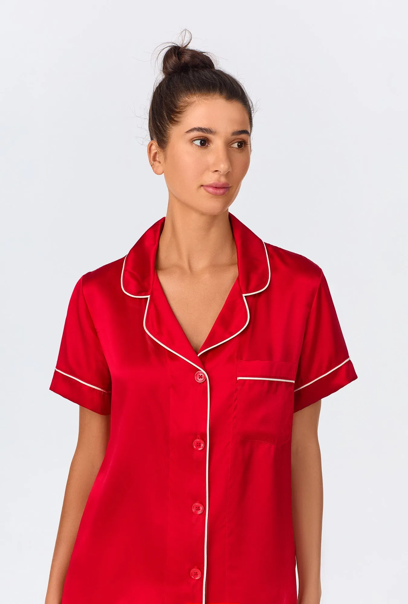 Red Short Sleeve Classic Shorty Washable Silk PJ Set sold by BedHead product image thumbnail 4