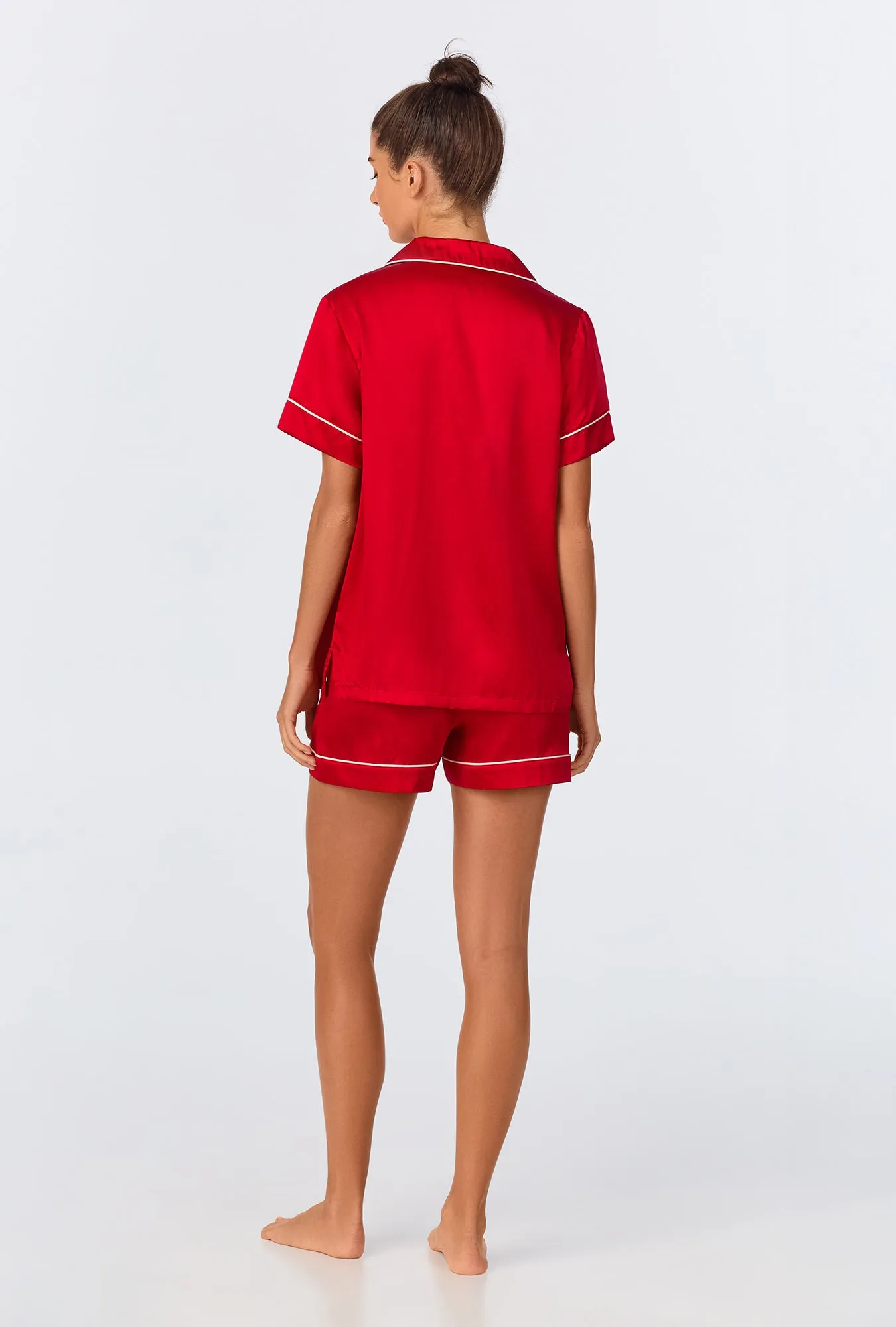 Red Short Sleeve Classic Shorty Washable Silk PJ Set sold by BedHead product image thumbnail 3