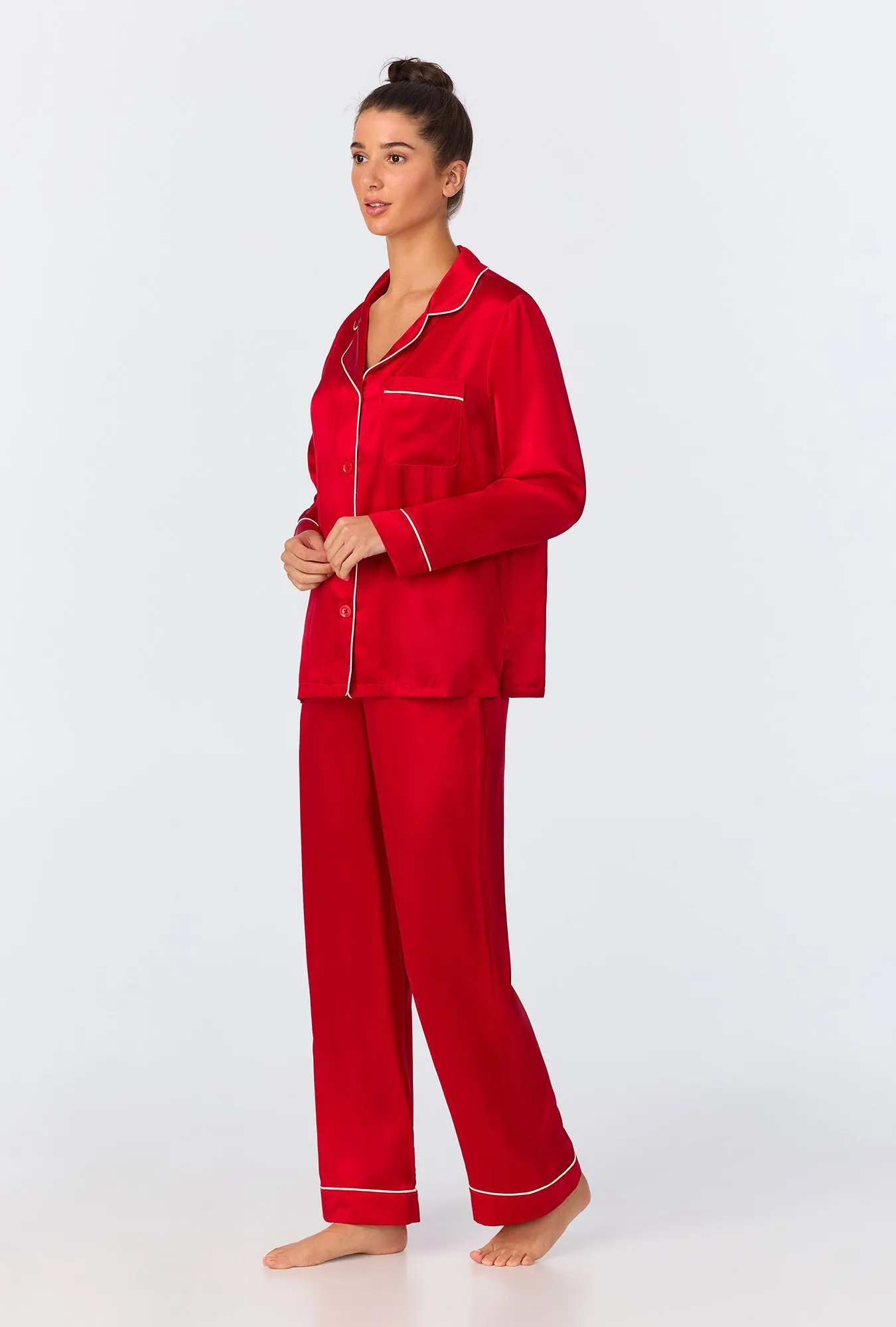 Red Long Sleeve Classic Washable Silk PJ Set sold by BedHead product image thumbnail 2