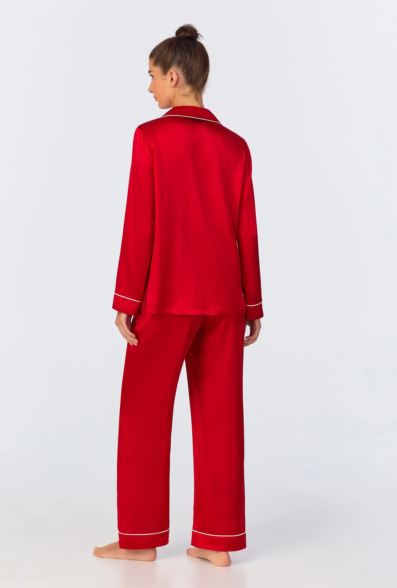 Red Long Sleeve Classic Washable Silk PJ Set sold by BedHead product image thumbnail 3