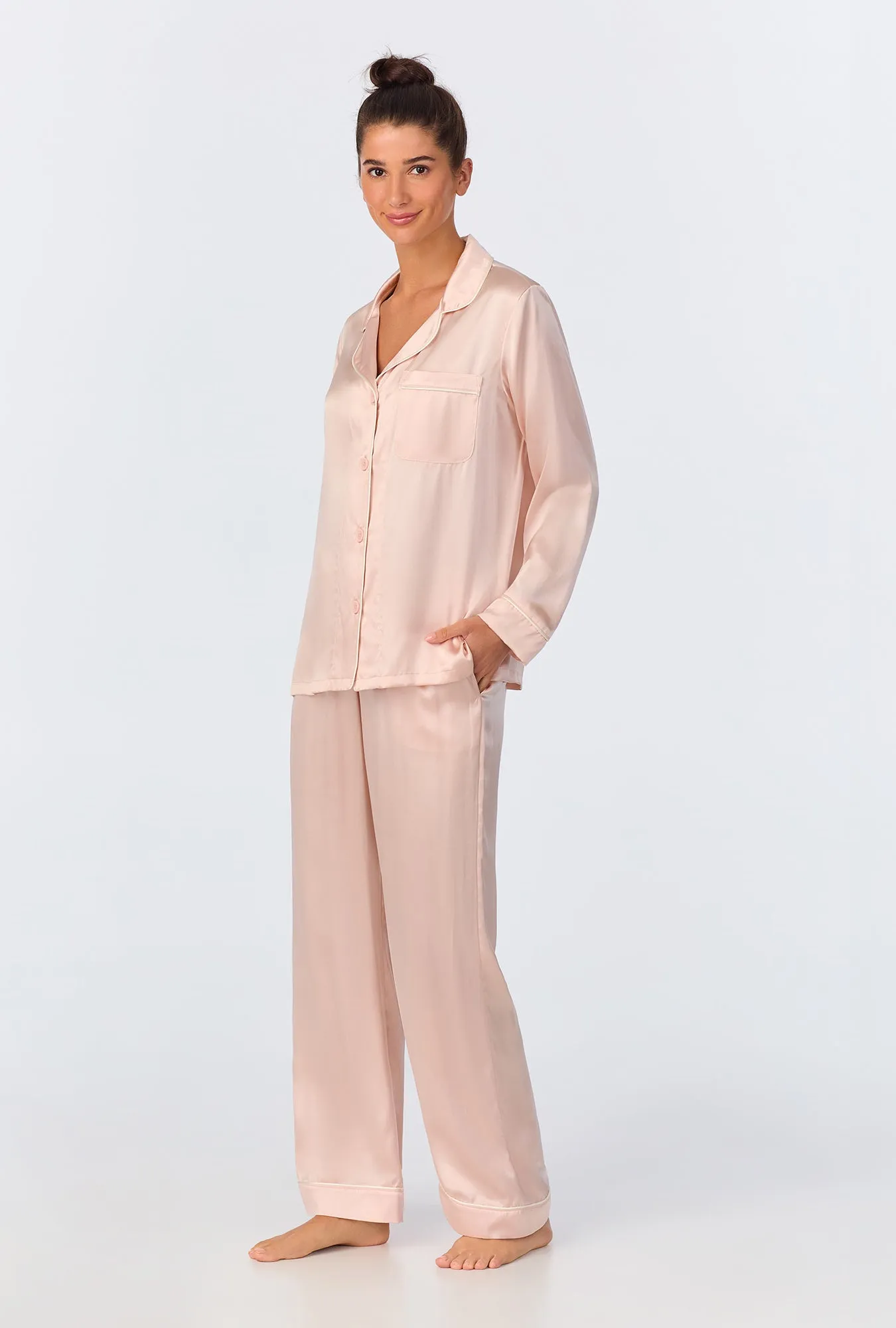 Light Pink Long Sleeve Classic Washable Silk PJ Set sold by BedHead product image thumbnail 2