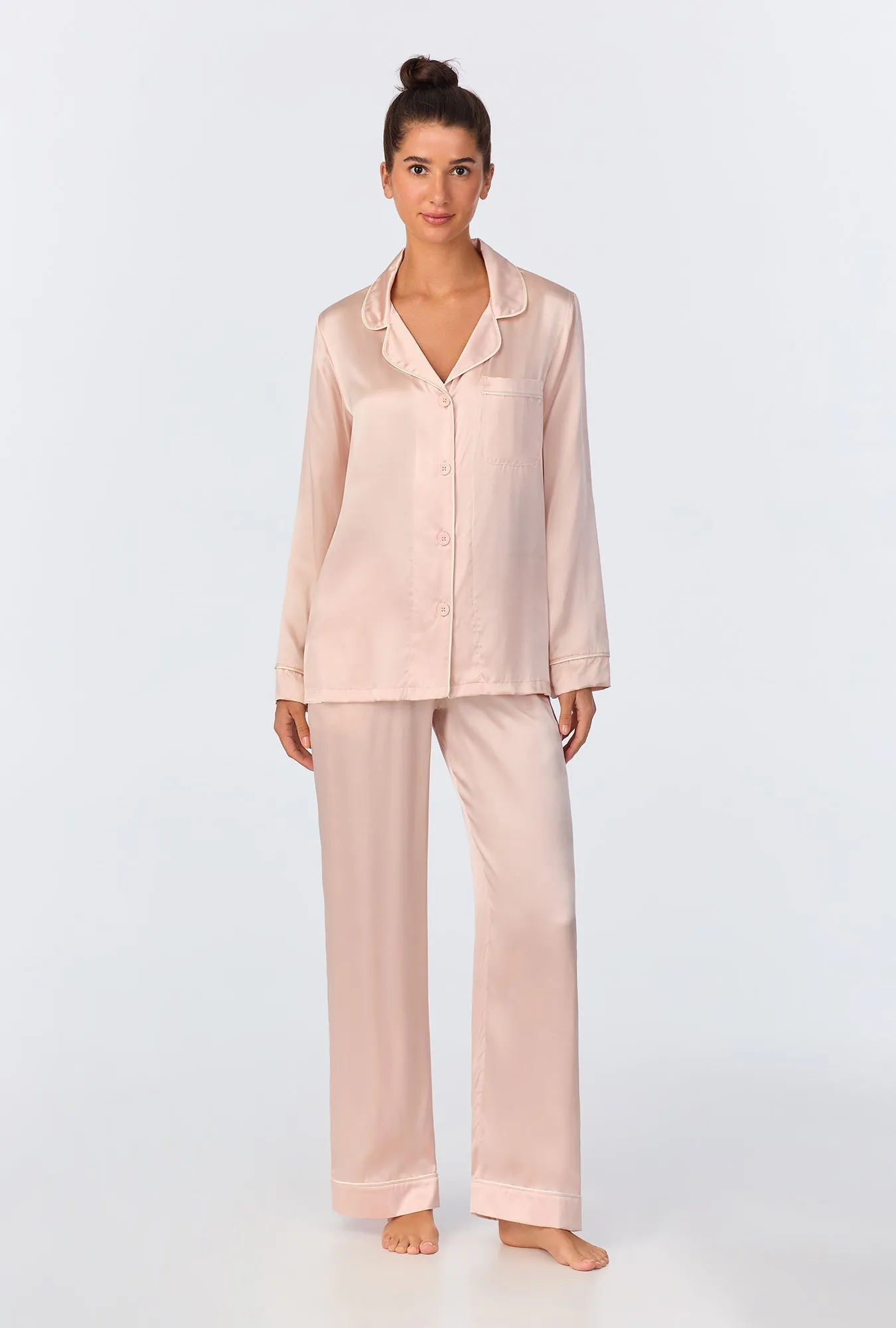 Light Pink Long Sleeve Classic Washable Silk PJ Set sold by BedHead
