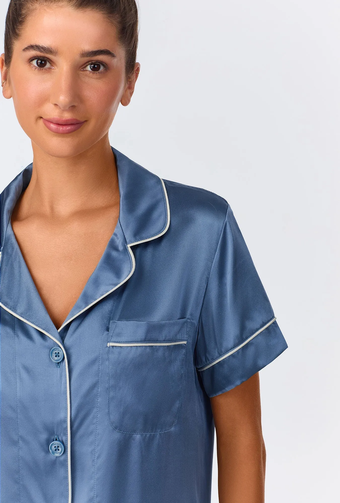 Elemental Blue Short Sleeve Classic Shorty Washable Silk PJ Set sold by BedHead product image thumbnail 4