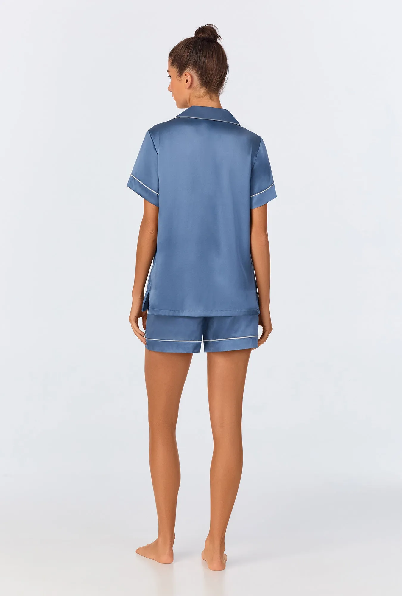 Elemental Blue Short Sleeve Classic Shorty Washable Silk PJ Set sold by BedHead product image thumbnail 3