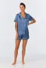 Elemental Blue Short Sleeve Classic Shorty Washable Silk PJ Set sold by BedHead