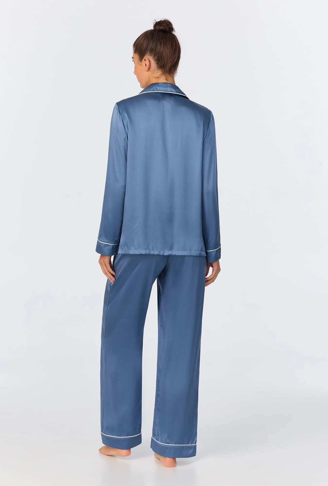 Elemental Blue Long Sleeve Classic Washable Silk PJ Set sold by BedHead product image thumbnail 3