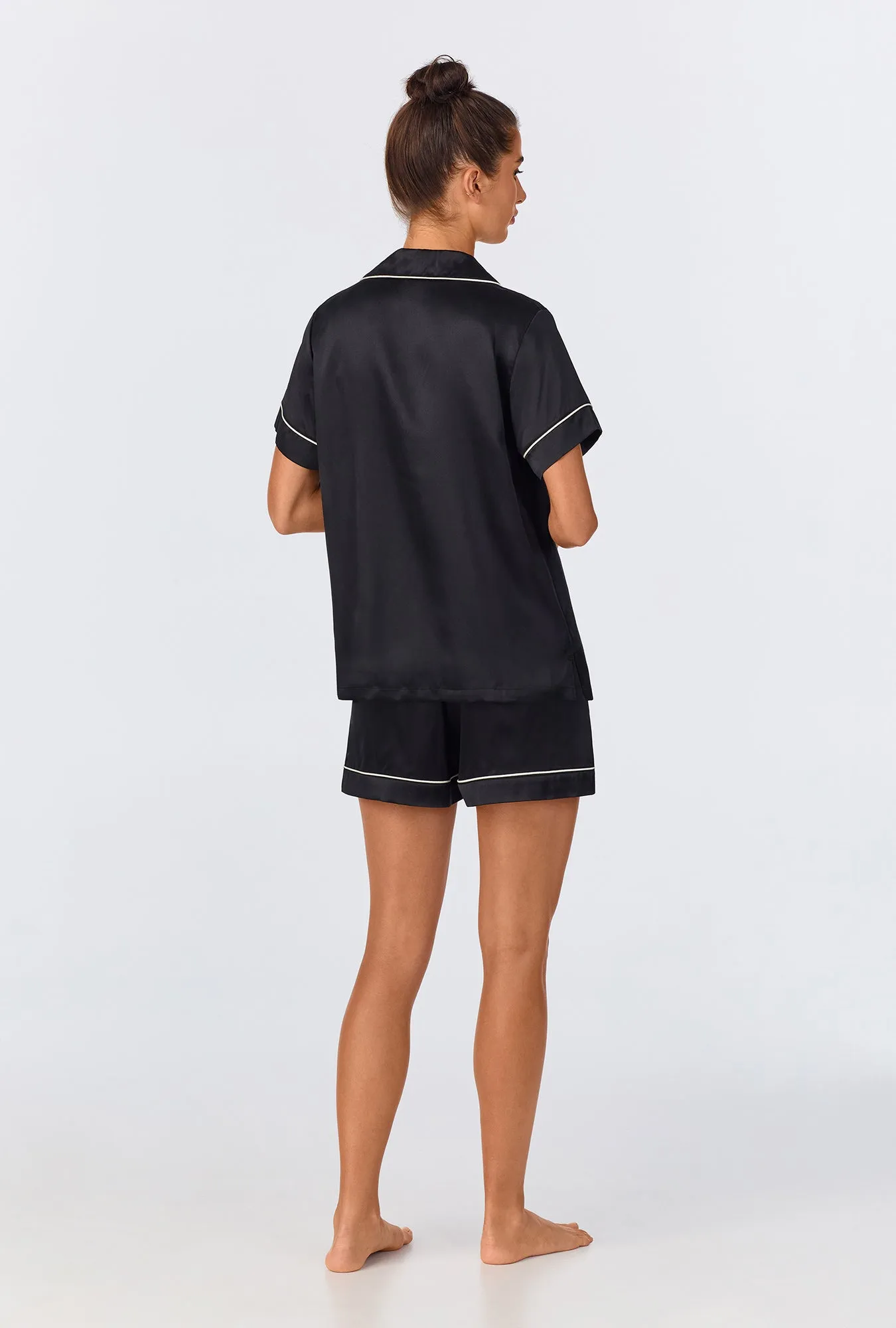 Black Short Sleeve Classic Shorty Washable Silk PJ Set sold by BedHead product image thumbnail 3