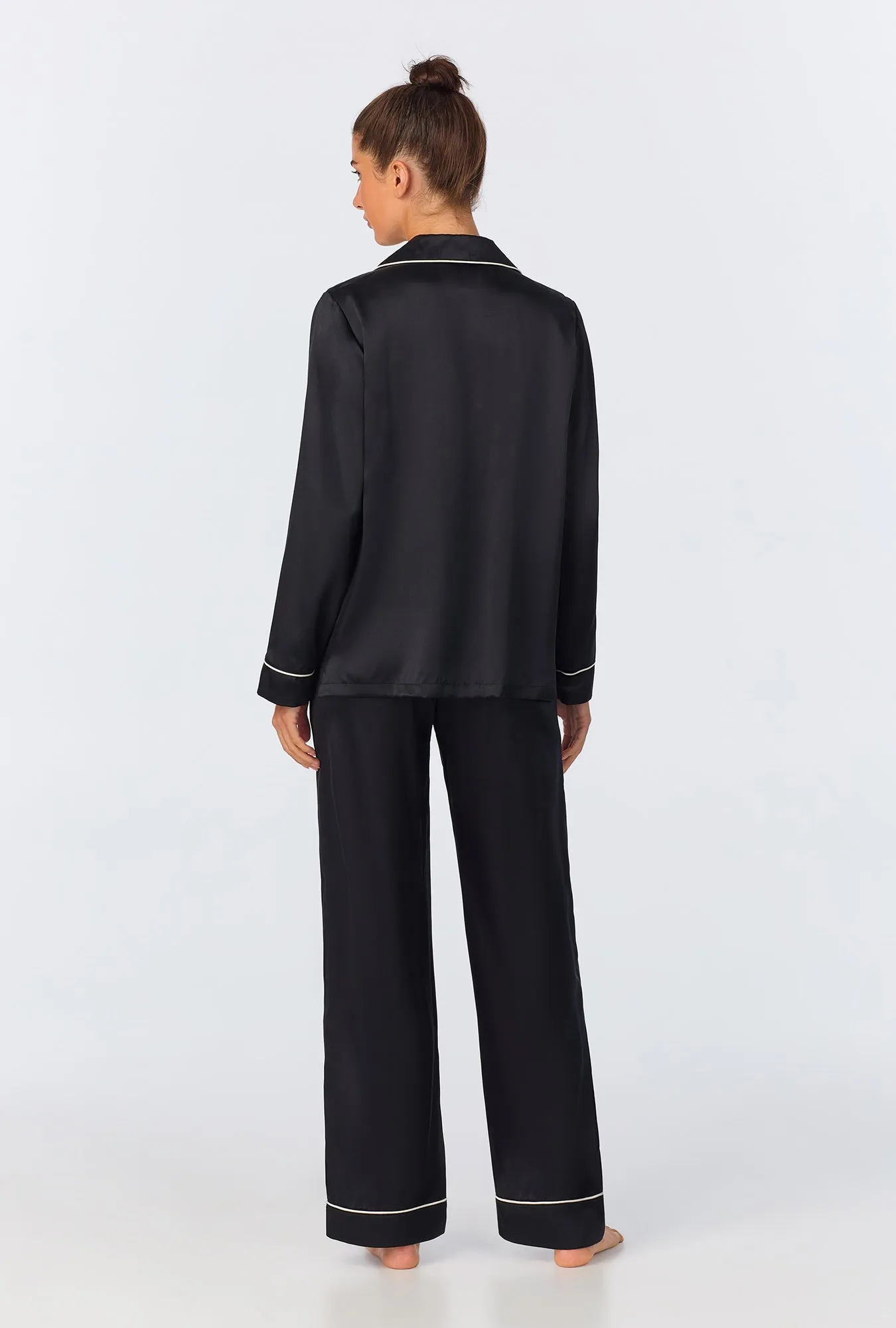 Black Long Sleeve Classic Washable Silk PJ Set sold by BedHead product image thumbnail 3