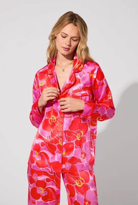 BedHead X Trina Turk Winter Orchids Long Sleeve Classic Washable Silk PJ Set sold by BedHead
