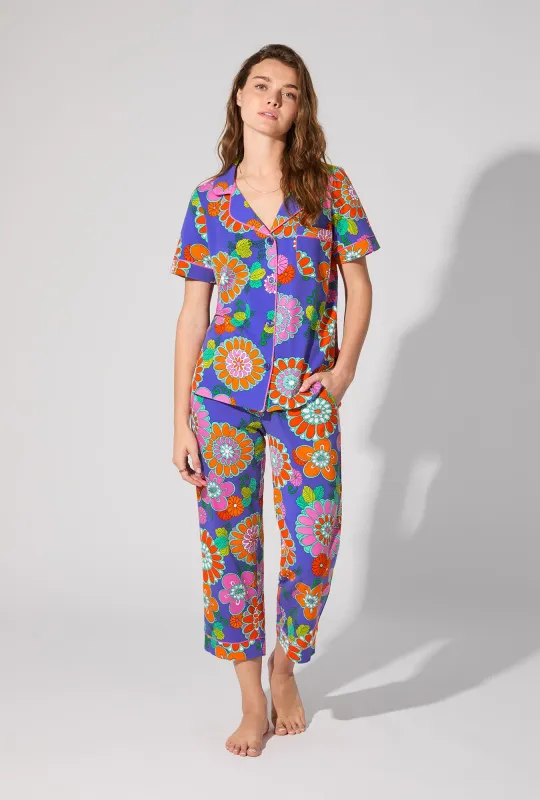 BedHead X Trina Turk Tokyo Floral Short Sleeve Classic Stretch Jersey Cropped PJ Set sold by BedHead