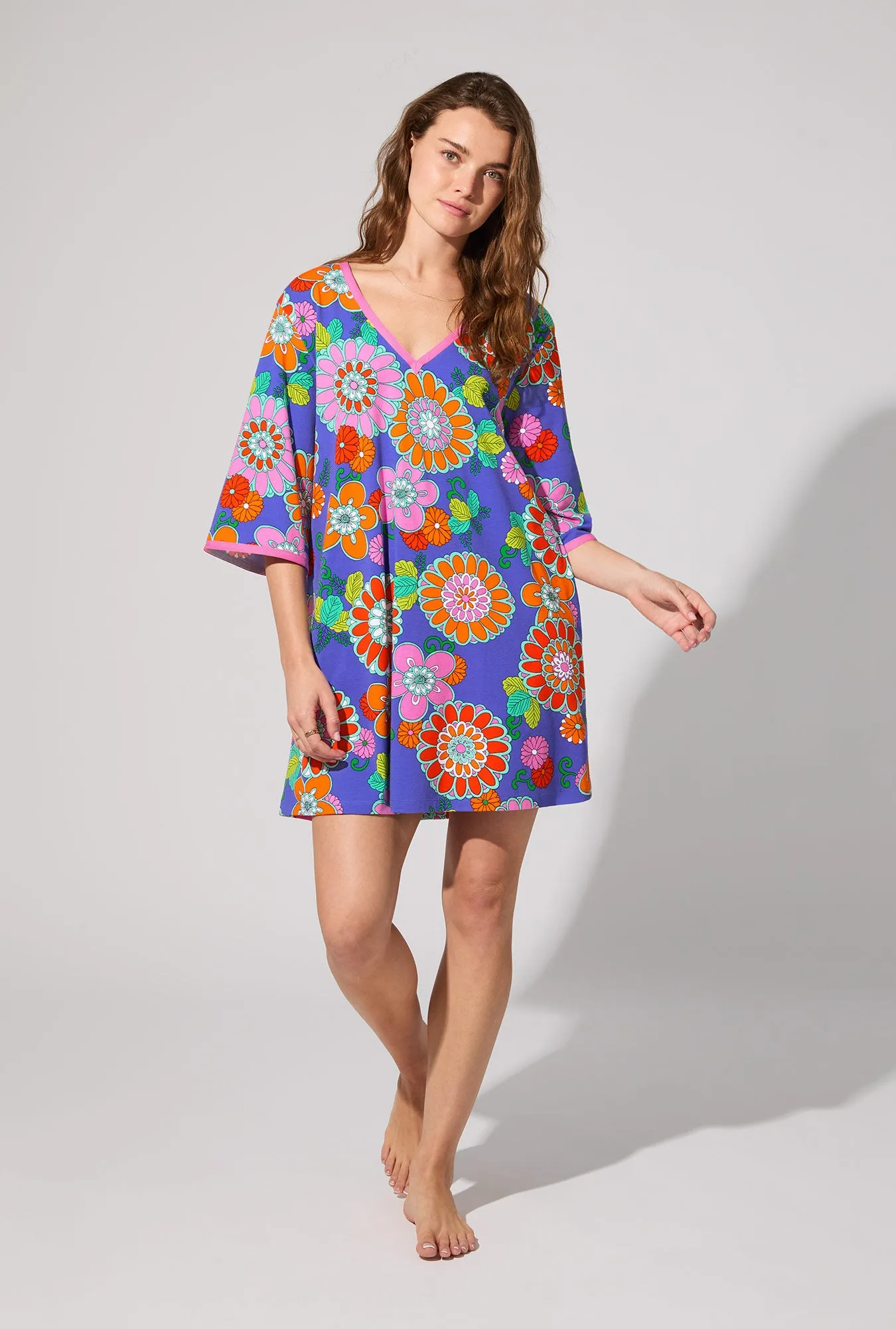 BedHead X Trina Turk Tokyo Floral 3/4 Sleeve Stretch Jersey Caftan sold by BedHead