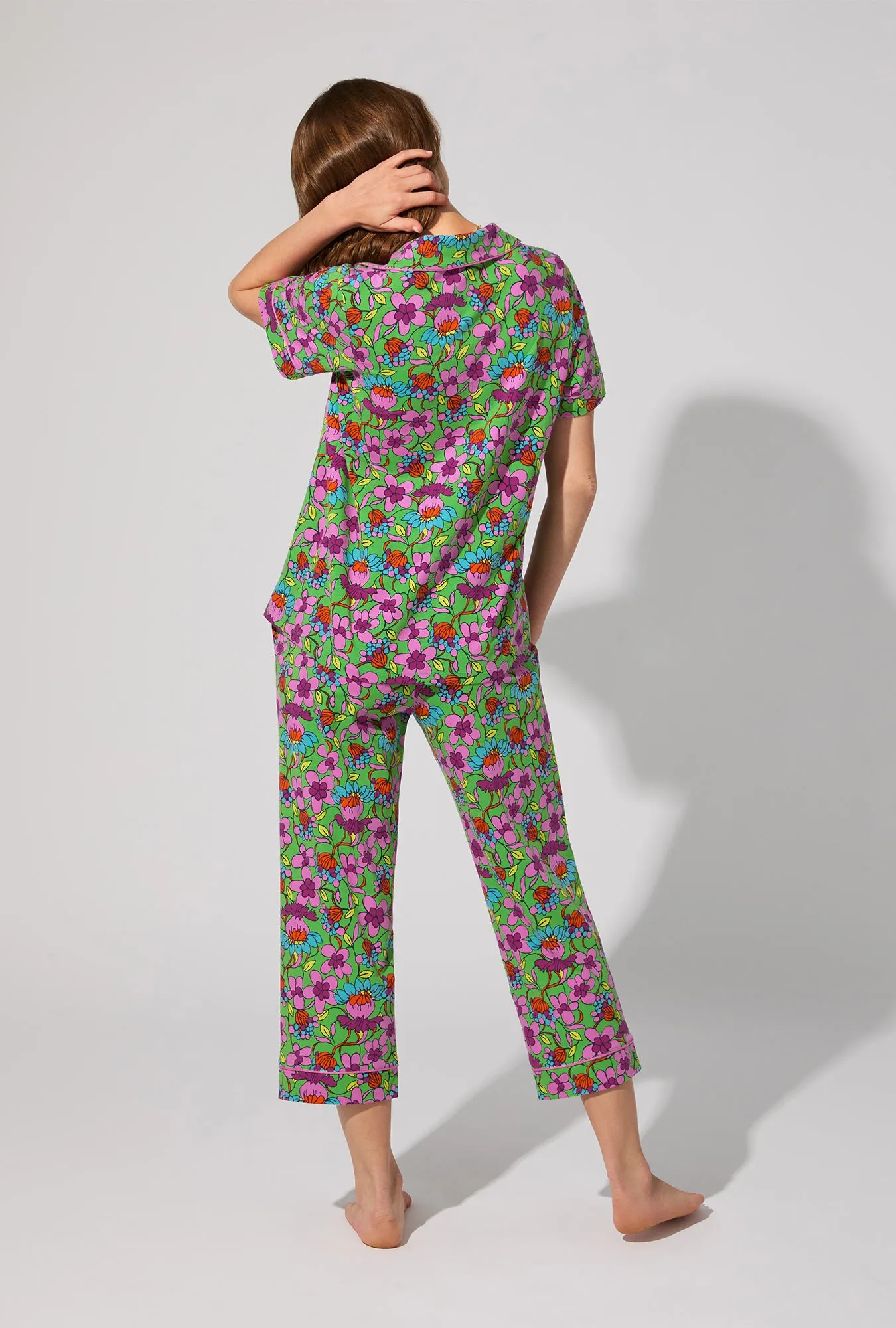 BedHead X Trina Turk Garden Floral Short Sleeve Classic Stretch Jersey Cropped PJ Set sold by BedHead product image thumbnail 3