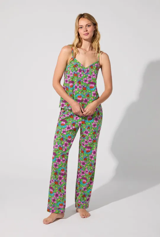 BedHead X Trina Turk Garden Floral Cami Tank Stretch Jersey Long PJ Set sold by BedHead