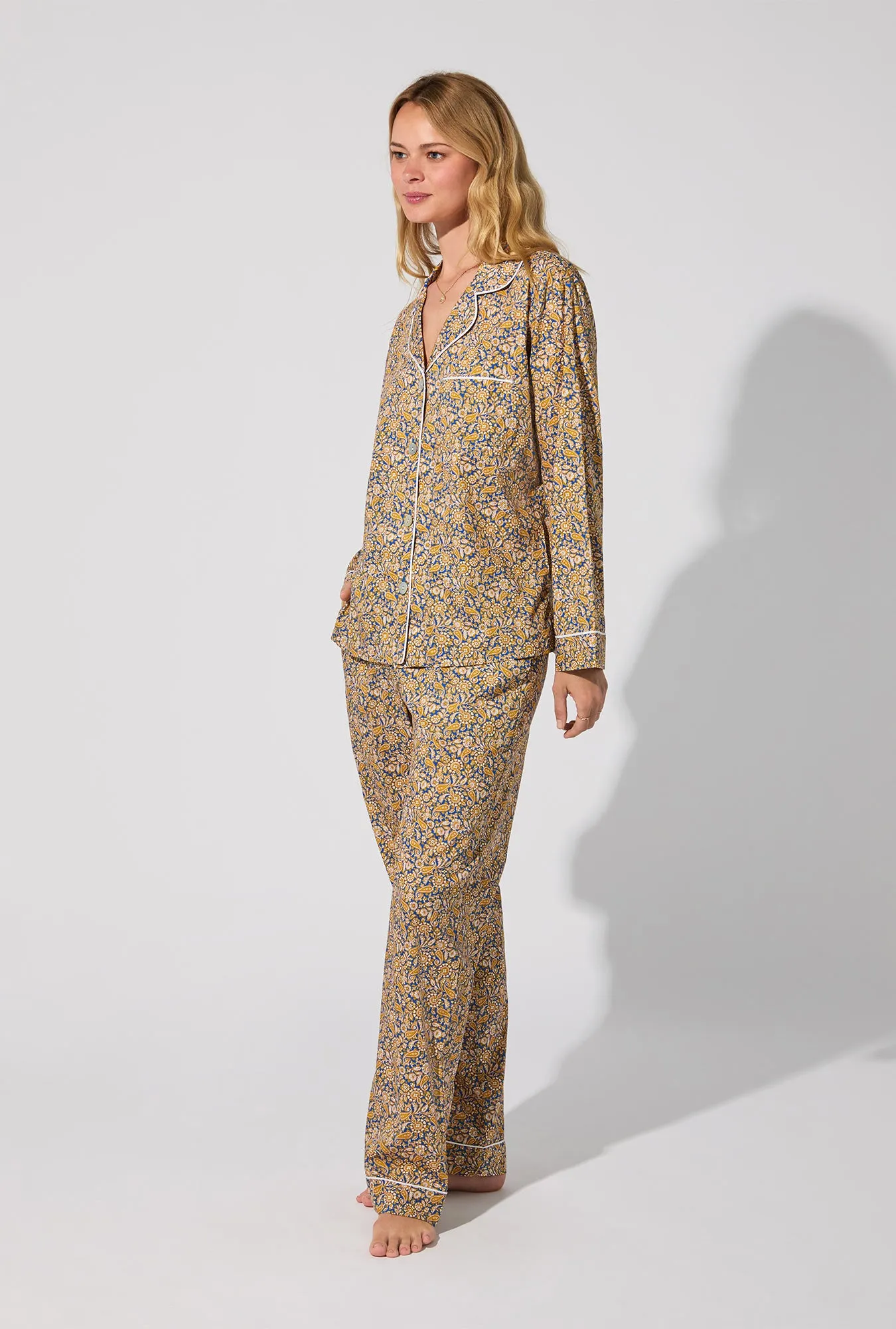 Theodore Manor Long Sleeve Classic Woven Tana Lawn® PJ Set Made With Liberty Fabric sold by BedHead product image thumbnail 2