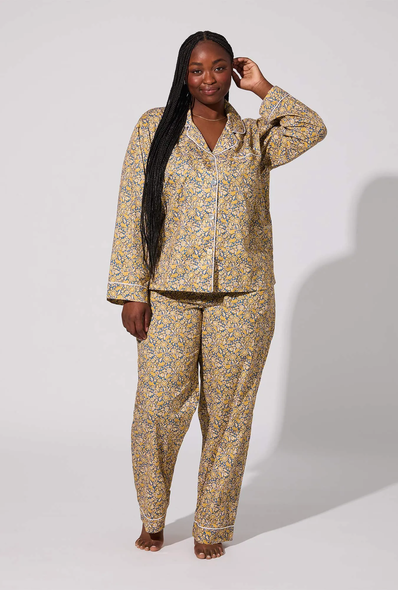 Theodore Manor Long Sleeve Classic Woven Tana Lawn® PJ Set Made With Liberty Fabric sold by BedHead product image thumbnail 4