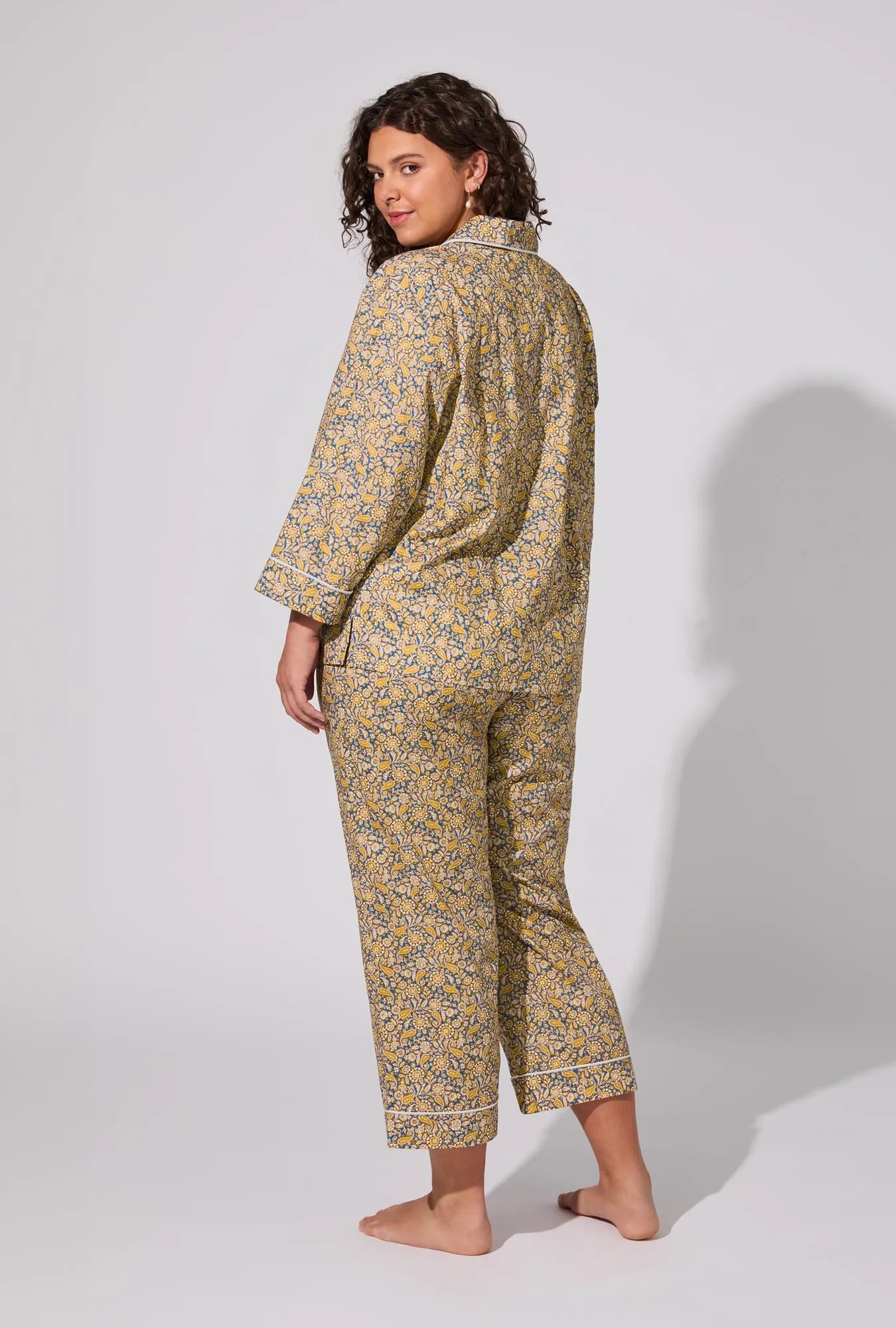 Theodore Manor 3/4 Sleeve Classic Woven Tana Lawn® Cropped PJ set Made With Liberty Fabric sold by BedHead product image thumbnail 5