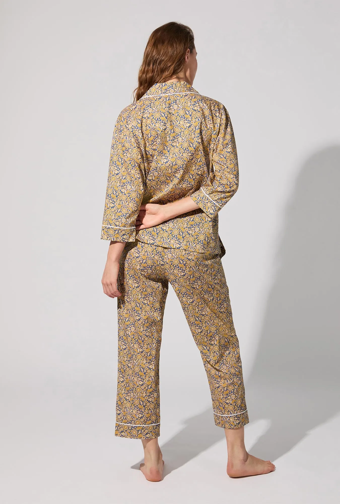 Theodore Manor 3/4 Sleeve Classic Woven Tana Lawn® Cropped PJ set Made With Liberty Fabric sold by BedHead product image thumbnail 3