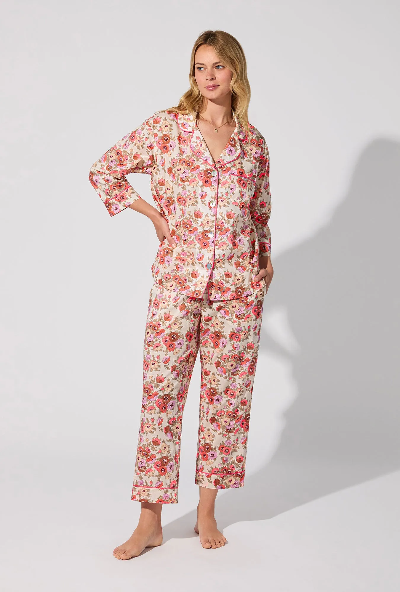 Madeleine 3/4 Sleeve Classic Woven Tana Lawn® Cropped PJ set Made With Liberty Fabric sold by BedHead product image thumbnail 2