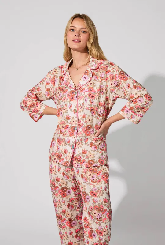 Madeleine 3/4 Sleeve Classic Woven Tana Lawn® Cropped PJ set Made With Liberty Fabric sold by BedHead