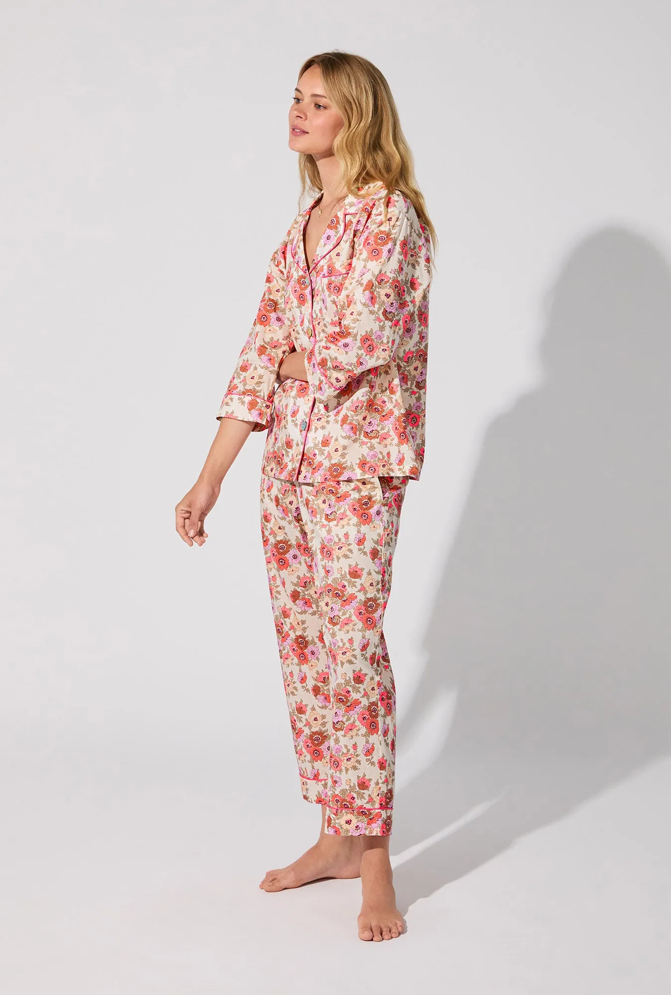 Madeleine 3/4 Sleeve Classic Woven Tana Lawn® Cropped PJ set Made With Liberty Fabric sold by BedHead product image thumbnail 3