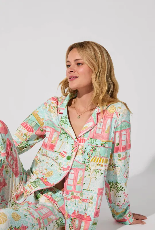 Parisian Delights Long Sleeve Classic Stretch Jersey PJ Set sold by BedHead