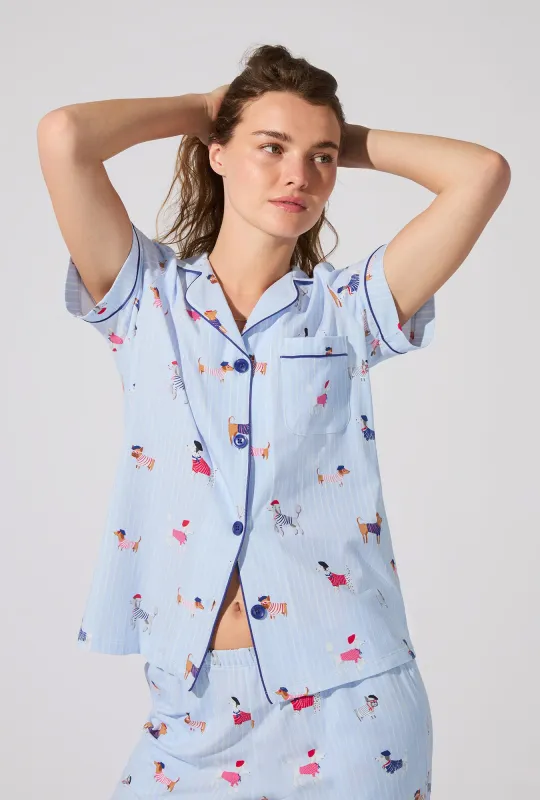 French Pups Short Sleeve Classic Stretch Jersey Cropped PJ Set sold by BedHead