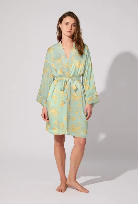 Royal Roses Woven Washable Silk Satin Robe sold by BedHead