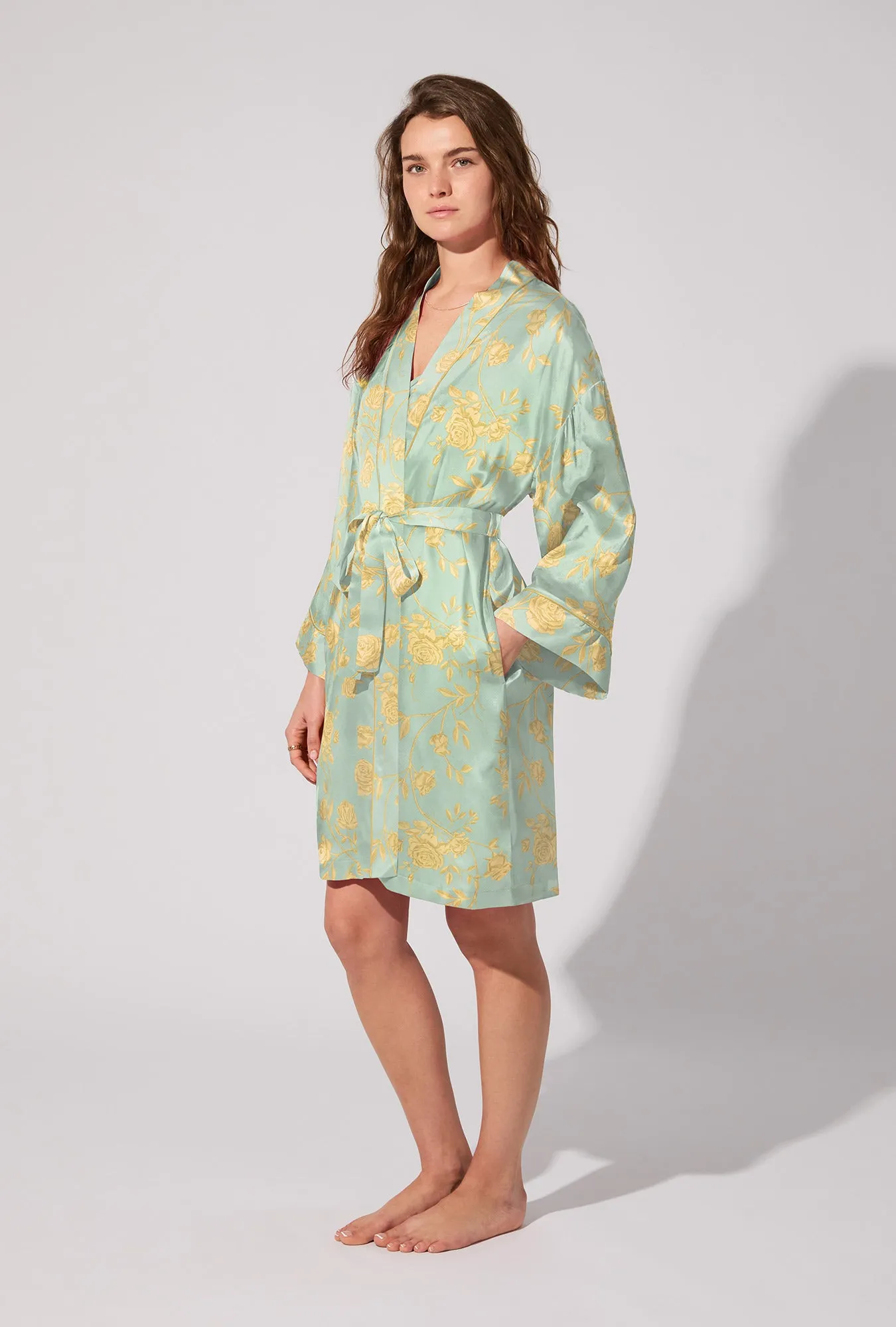 Royal Roses Woven Washable Silk Satin Robe sold by BedHead product image thumbnail 2