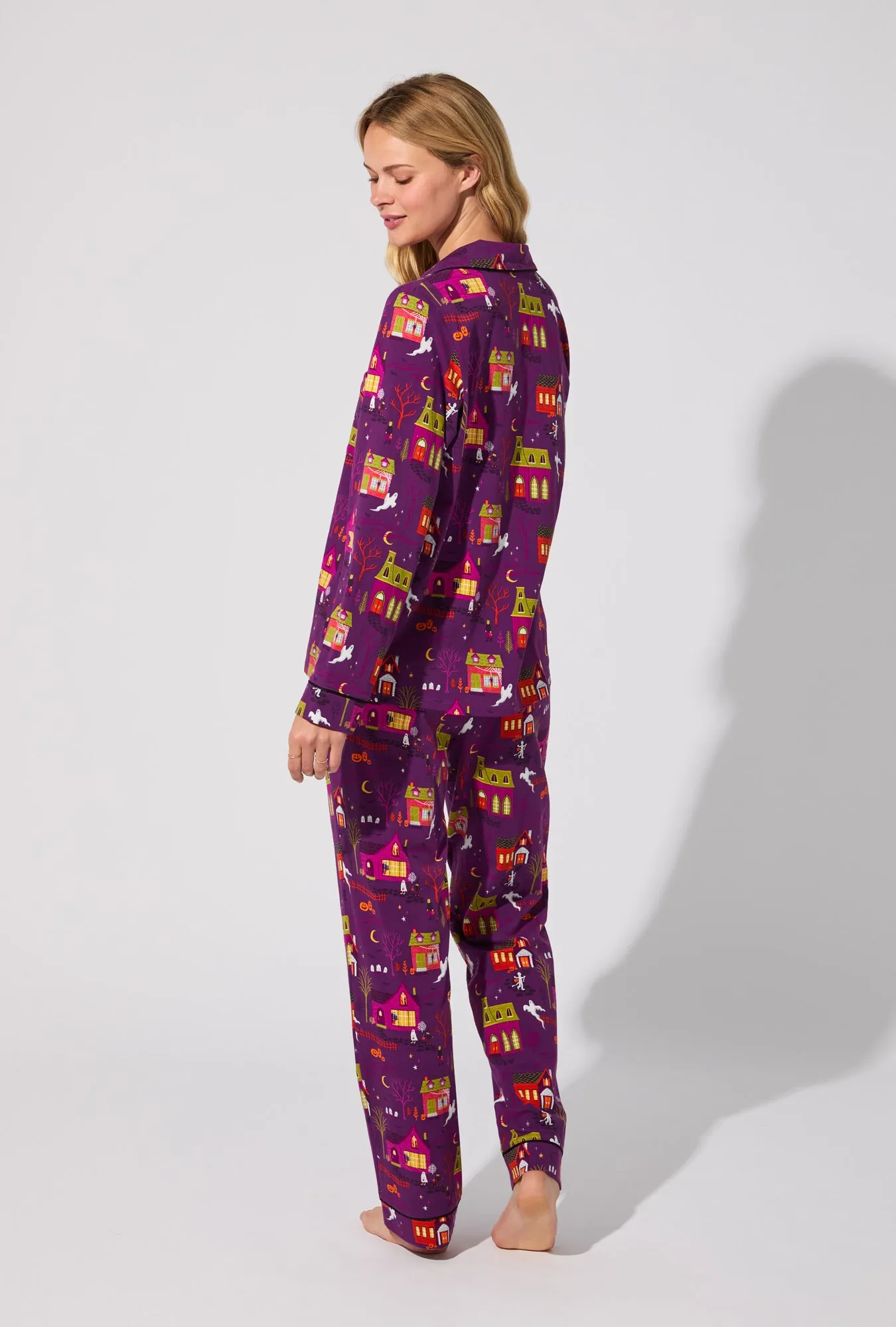 Spooky Town USA Long Sleeve Classic Stretch Jersey PJ Set sold by BedHead product image thumbnail 5
