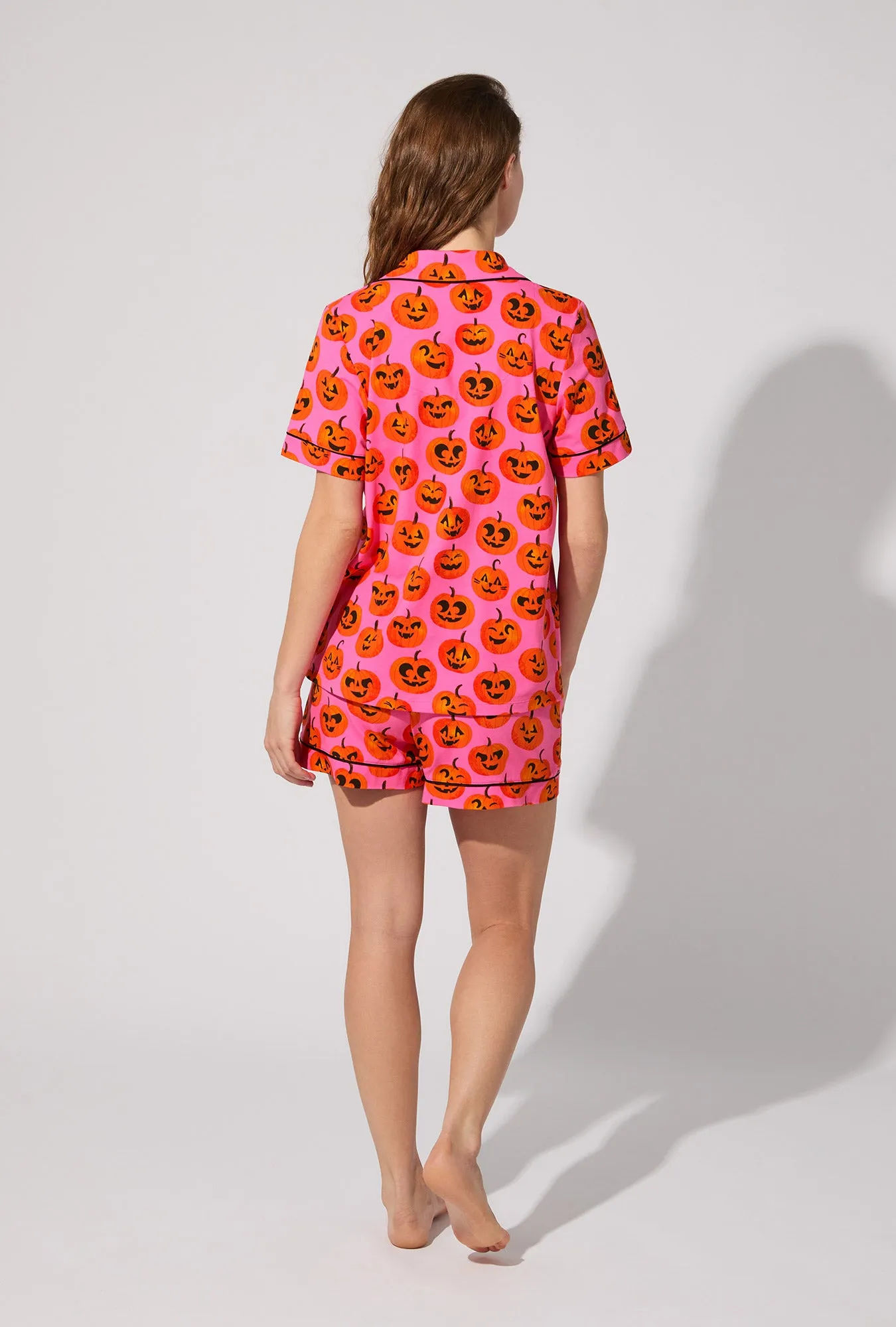Jolly Jack-O-Lanterns Short Sleeve Classic Shorty Stretch Jersey PJ Set sold by BedHead product image thumbnail 5