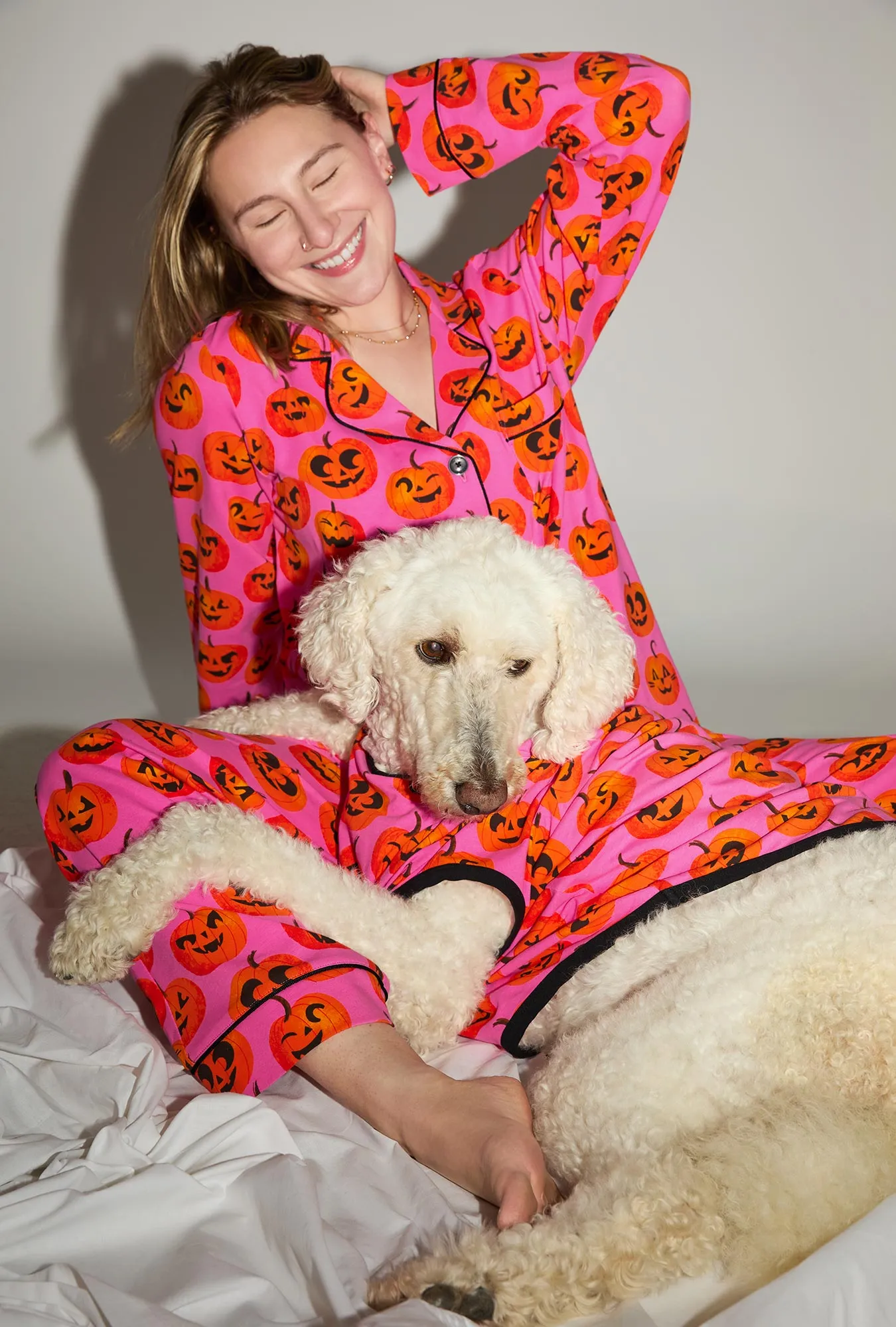 Jolly Jack-O-Lantern Stretch Jersey Dog Pajama sold by BedHead product image thumbnail 2