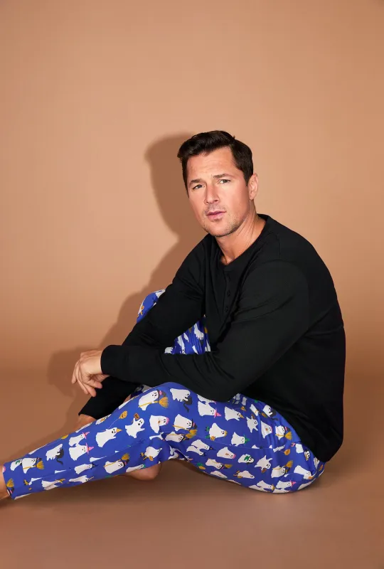 That's The Spirit Men's Long Sleeve Henley and Jogger Stretch Jersey PJ Set sold by BedHead
