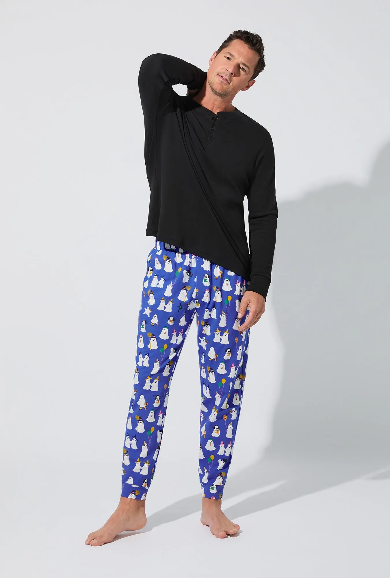 That's The Spirit Men's Long Sleeve Henley and Jogger Stretch Jersey PJ Set sold by BedHead product image thumbnail 2