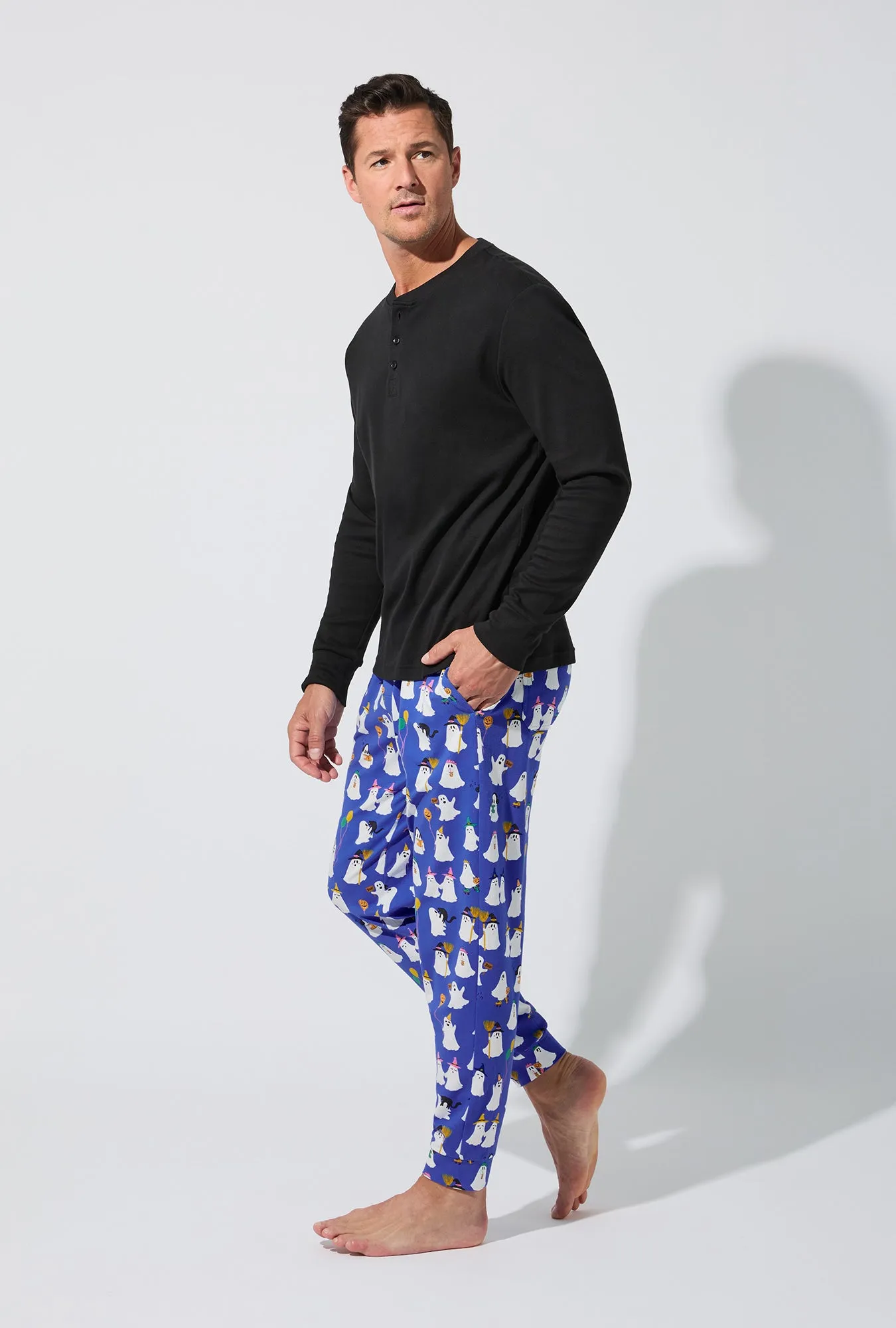 That's The Spirit Men's Long Sleeve Henley and Jogger Stretch Jersey PJ Set sold by BedHead product image thumbnail 4