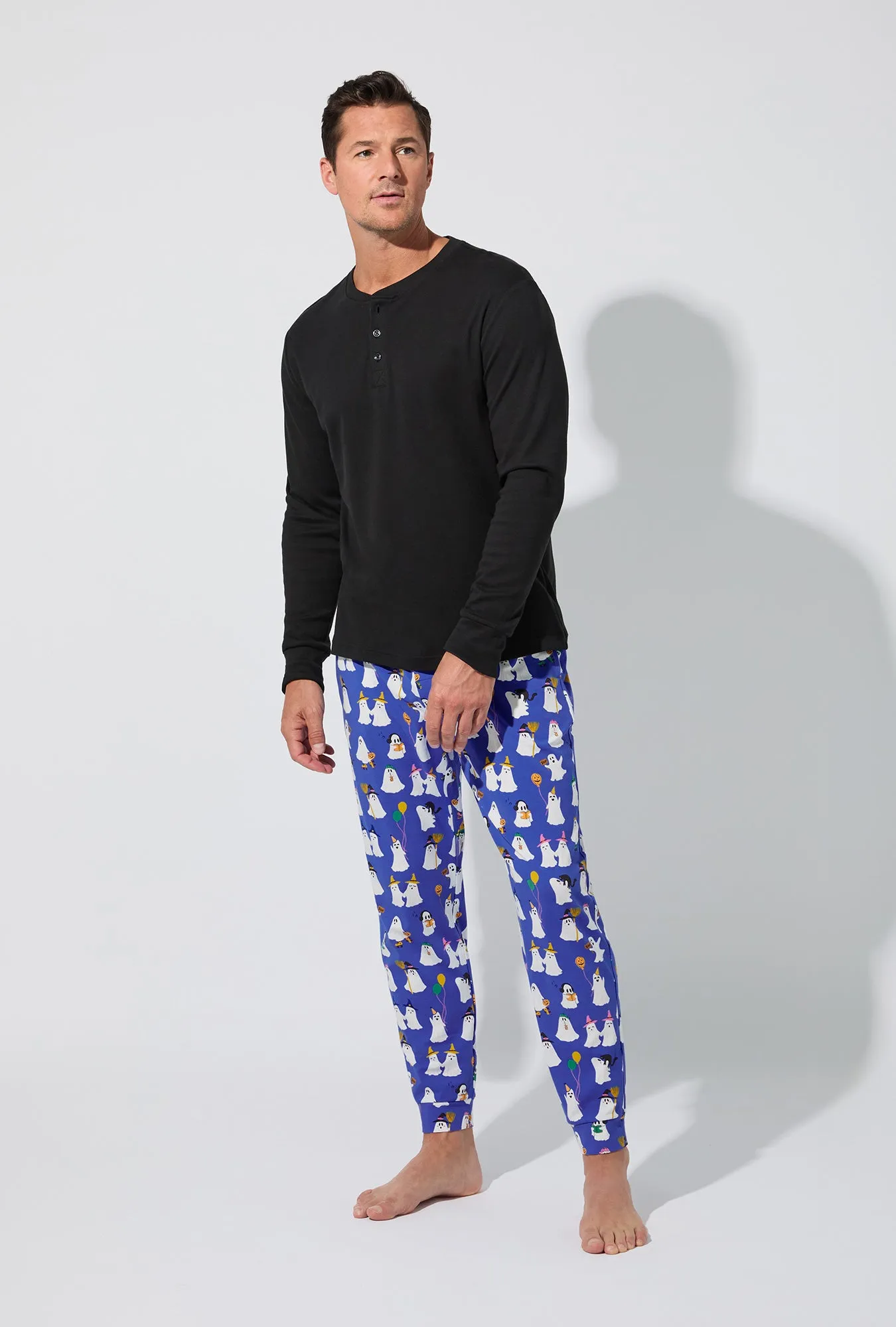 That's The Spirit Men's Long Sleeve Henley and Jogger Stretch Jersey PJ Set sold by BedHead product image thumbnail 3