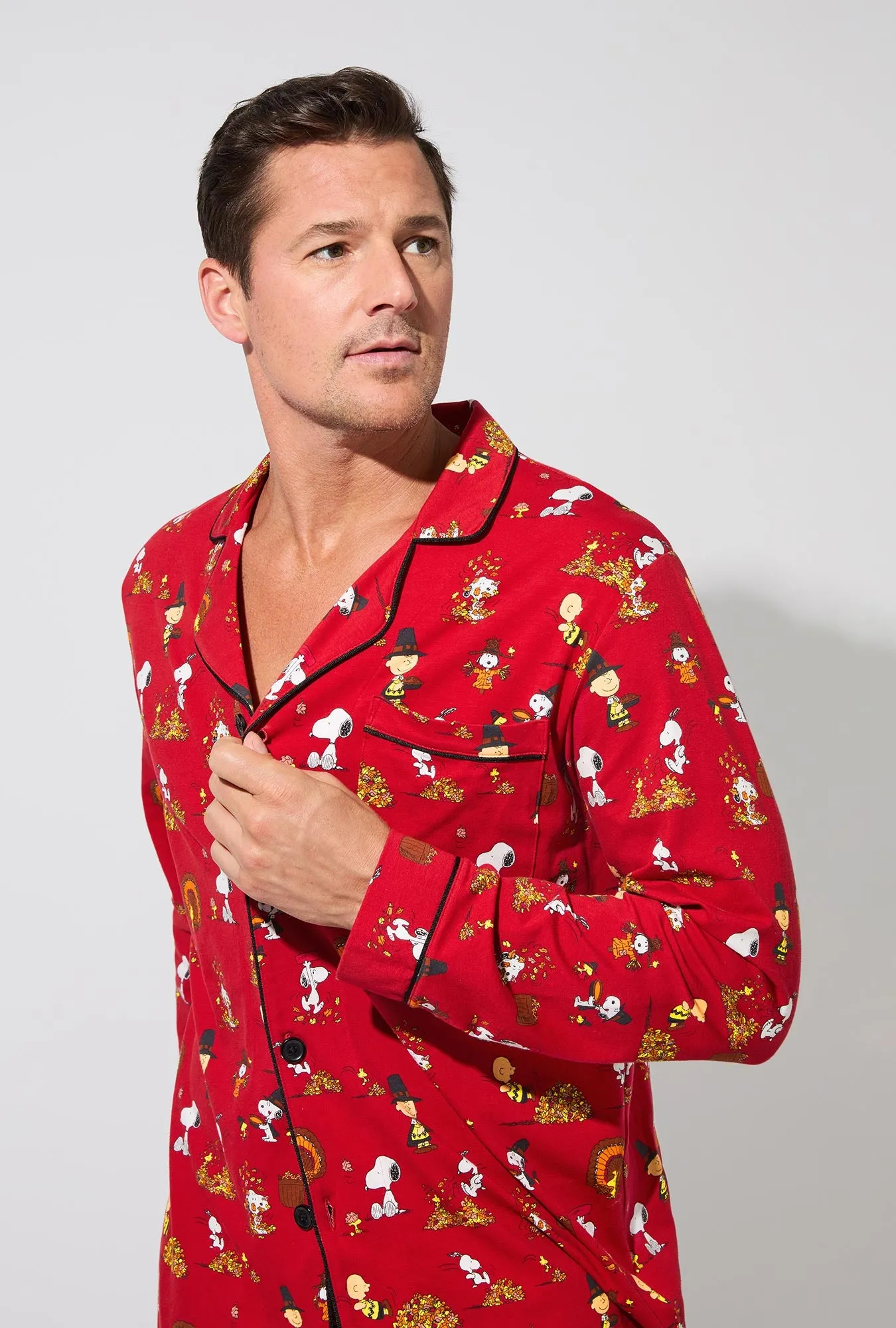 Peanuts® Snoopy Gives Thanks Mens Long Sleeve Classic Stretch Jersey PJ Set sold by BedHead product image thumbnail 5