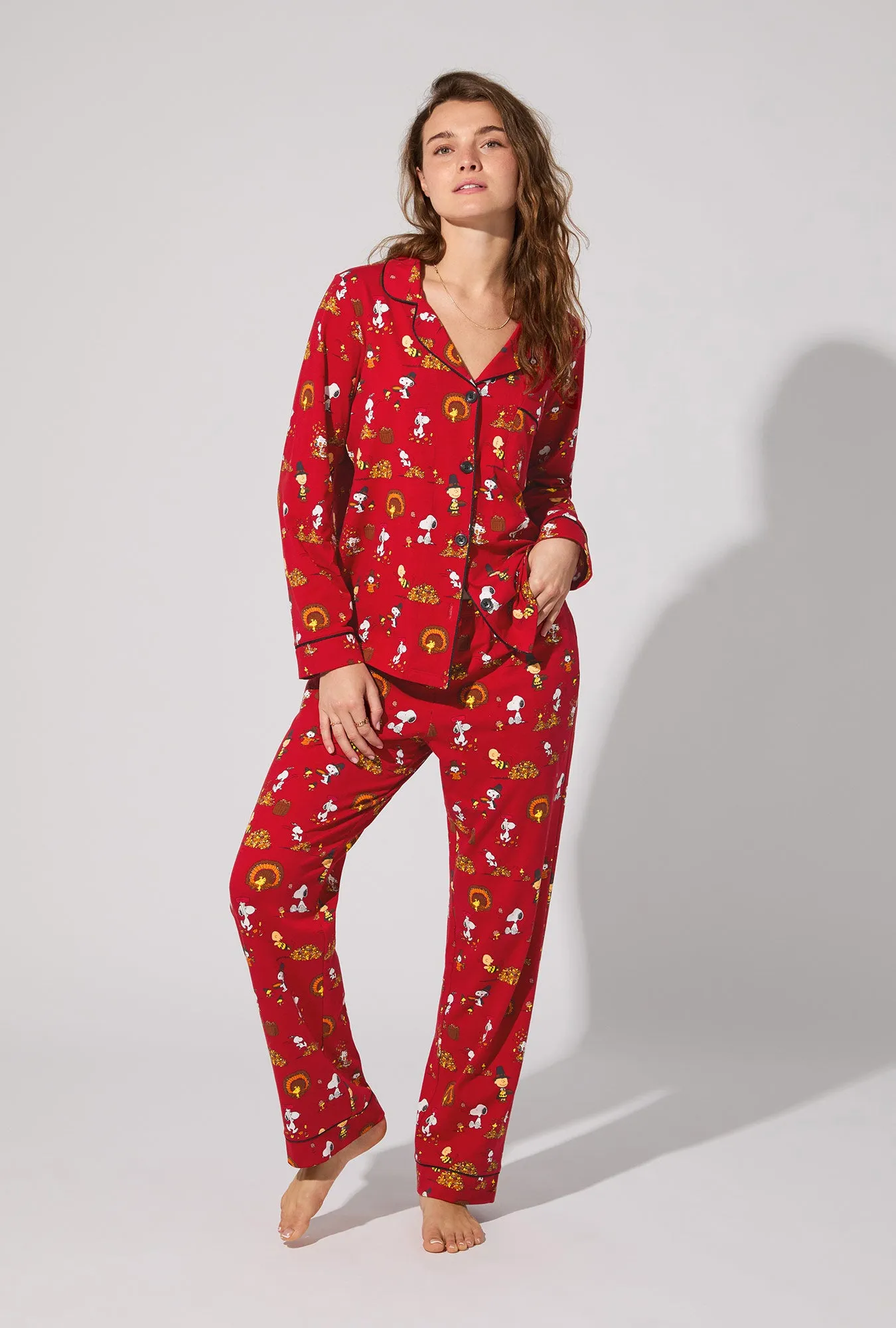 Peanuts® Snoopy Gives Thanks Long Sleeve Classic Stretch Jersey PJ Set sold by BedHead product image thumbnail 2