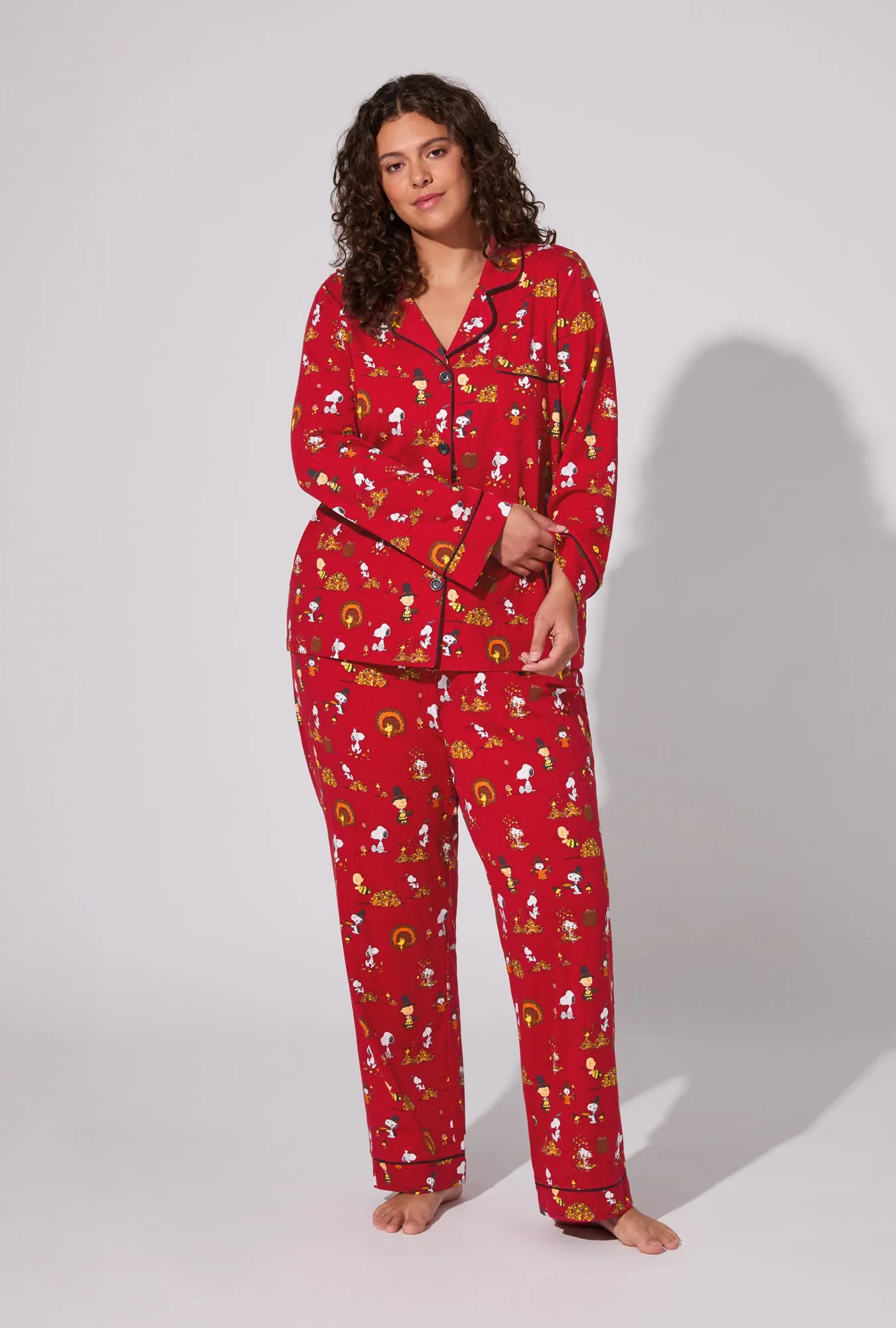 Peanuts® Snoopy Gives Thanks Long Sleeve Classic Stretch Jersey PJ Set sold by BedHead product image thumbnail 5