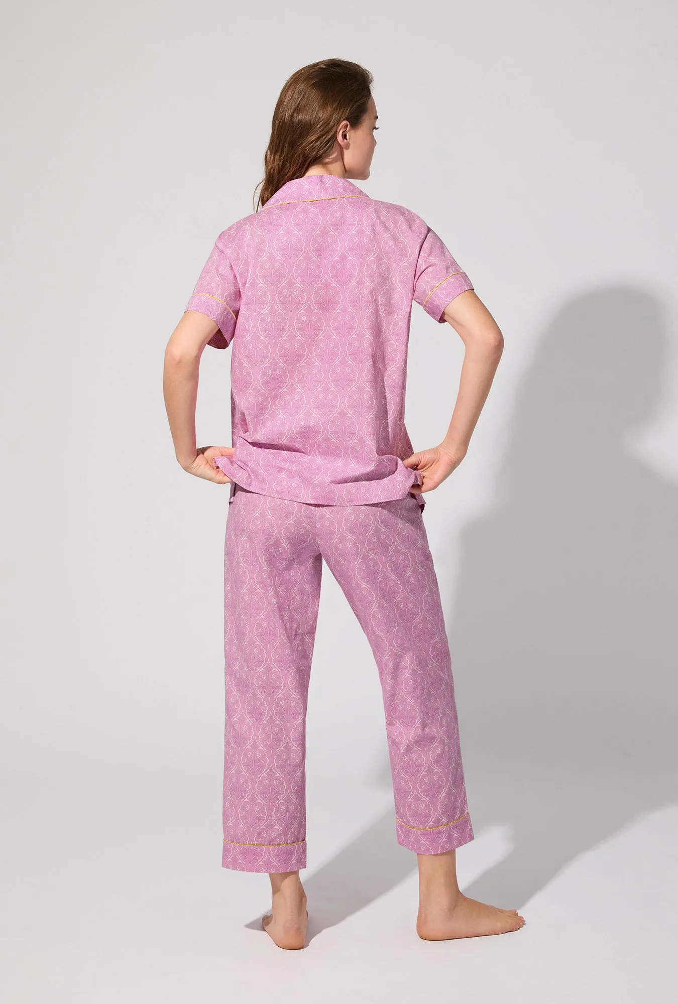 Colette Short Sleeve Classic Woven Cotton Poplin Cropped PJ Set sold by BedHead product image thumbnail 3