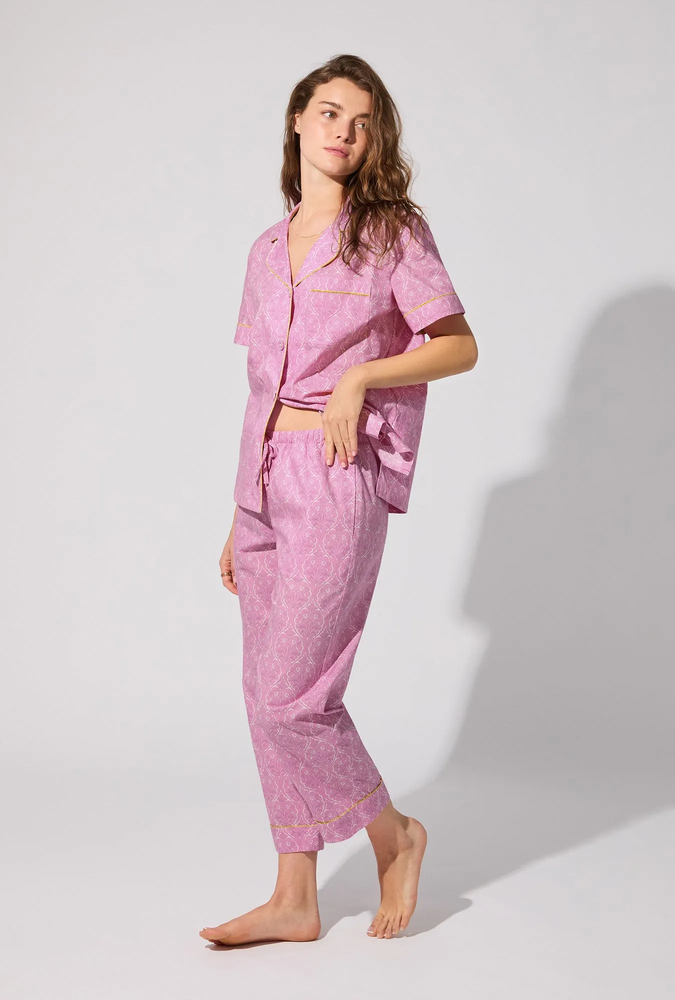 Colette Short Sleeve Classic Woven Cotton Poplin Cropped PJ Set sold by BedHead product image thumbnail 2