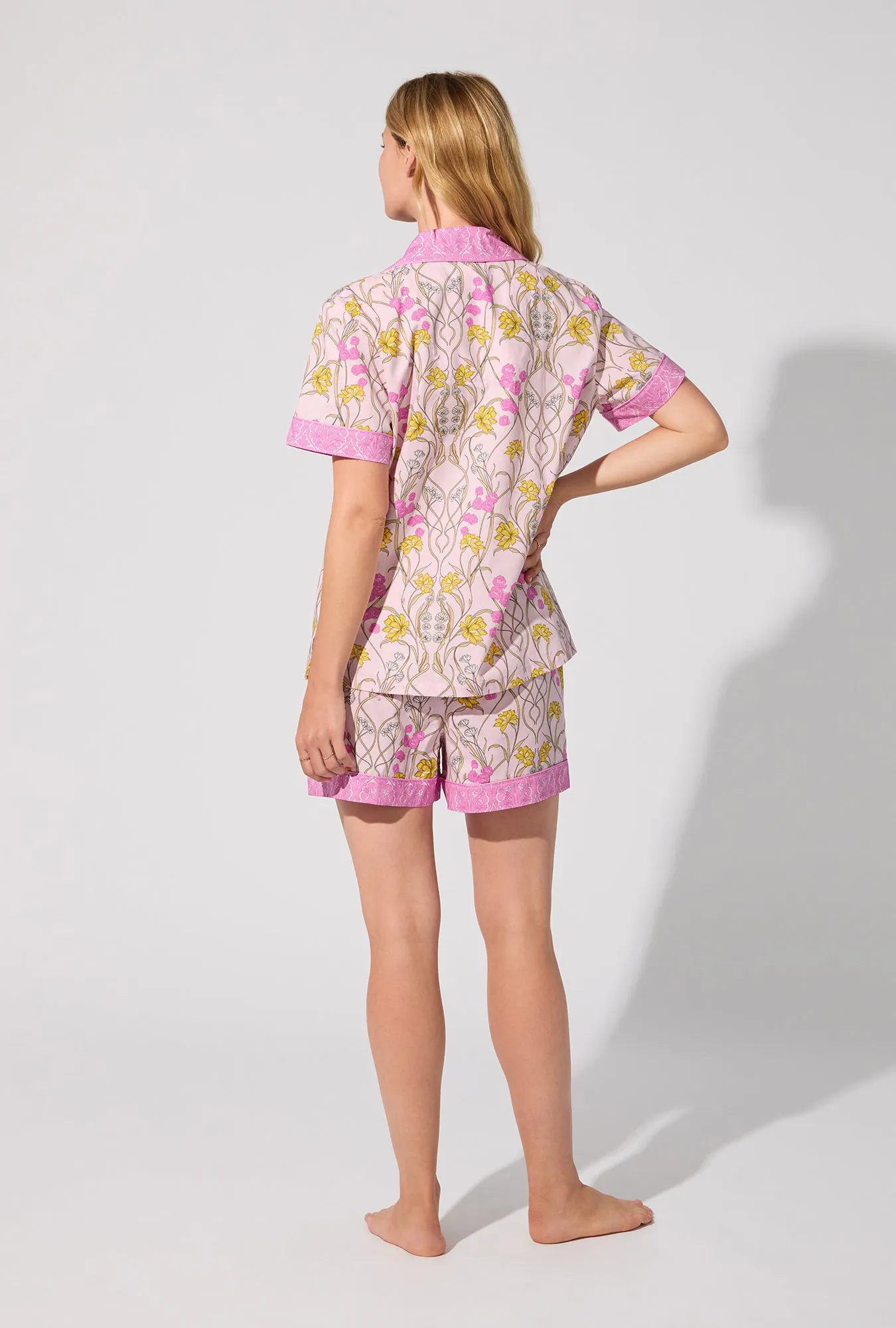 Fleur Nouveau Sleeve Classic Woven Cotton Poplin Cropped PJ Set sold by BedHead product image thumbnail 4