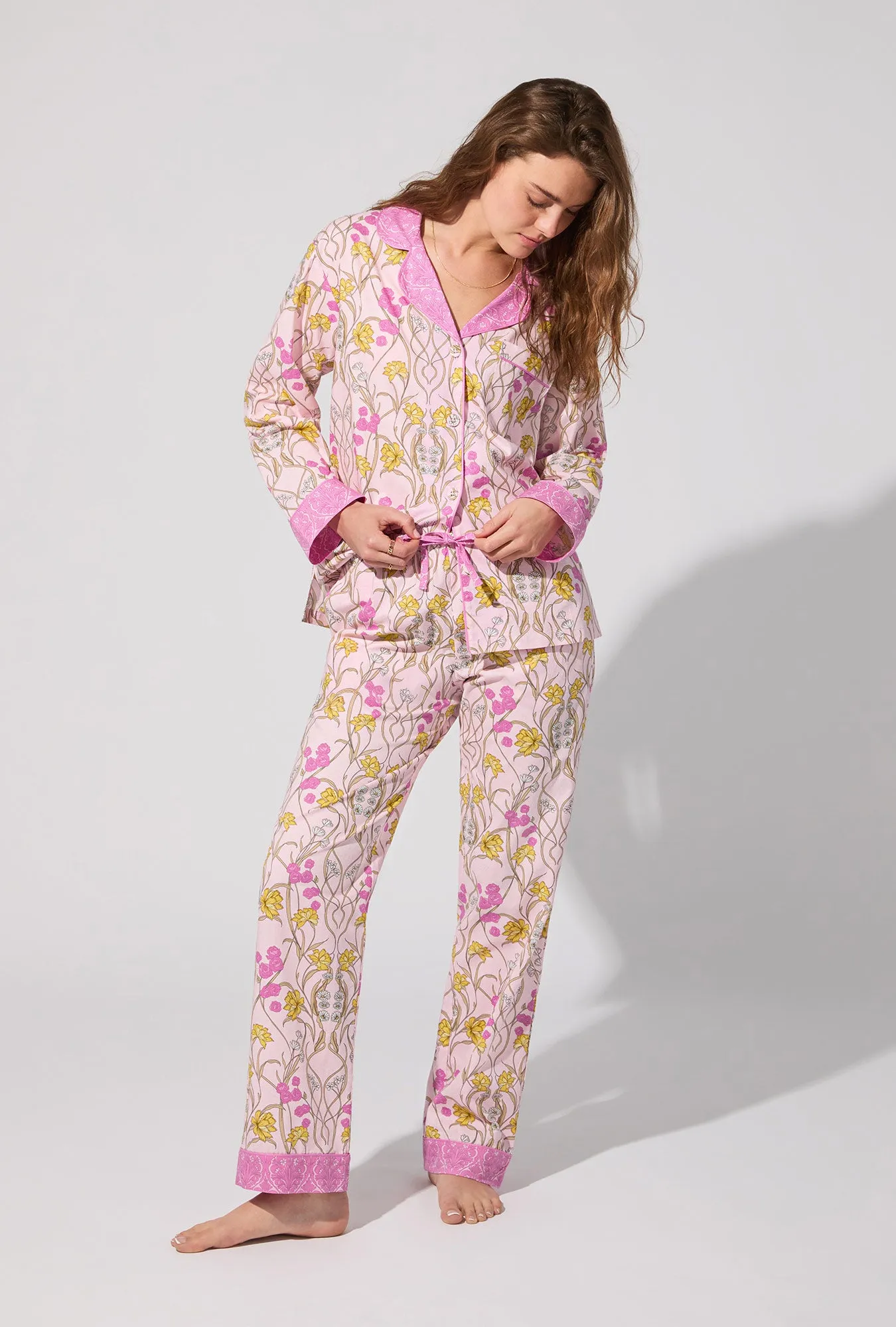 Fleur Nouveau Long Sleeve Classic Woven Cotton Poplin PJ set sold by BedHead