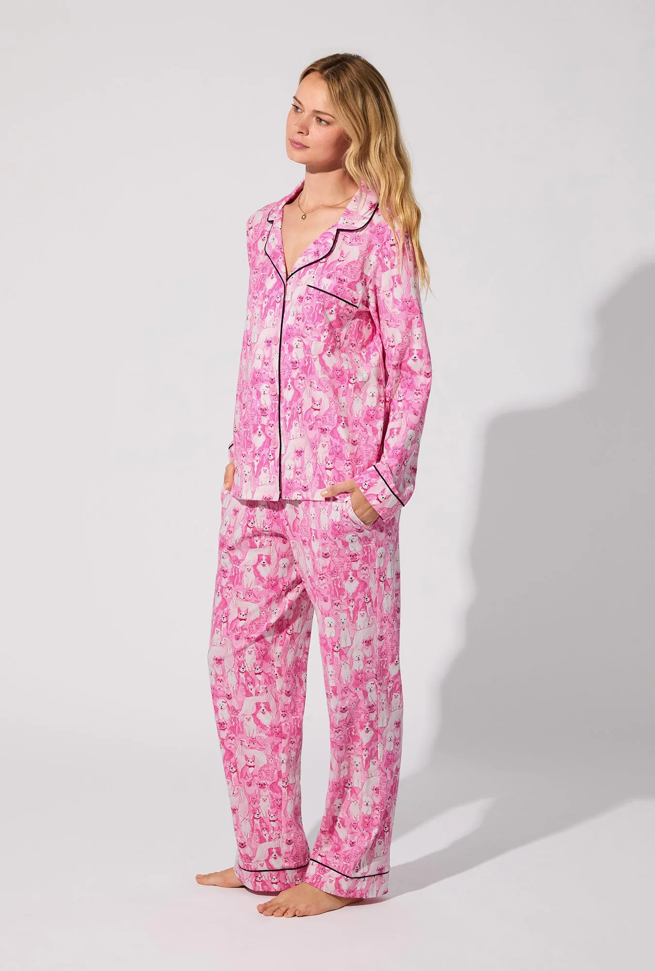 Paw-fectly Pink Long Sleeve Classic Stretch Jersey PJ Set sold by BedHead product image thumbnail 3
