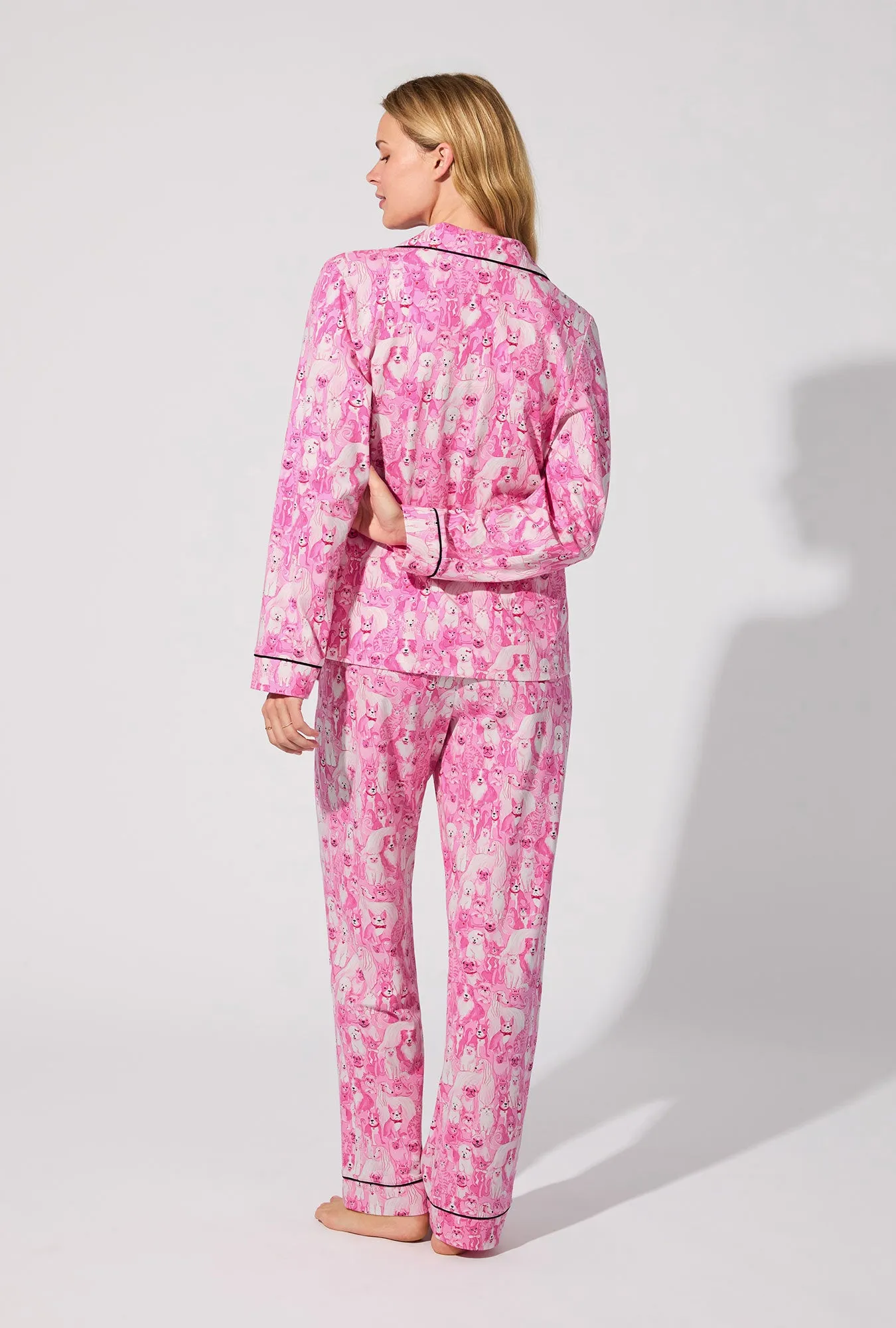 Paw-fectly Pink Long Sleeve Classic Stretch Jersey PJ Set sold by BedHead product image thumbnail 4